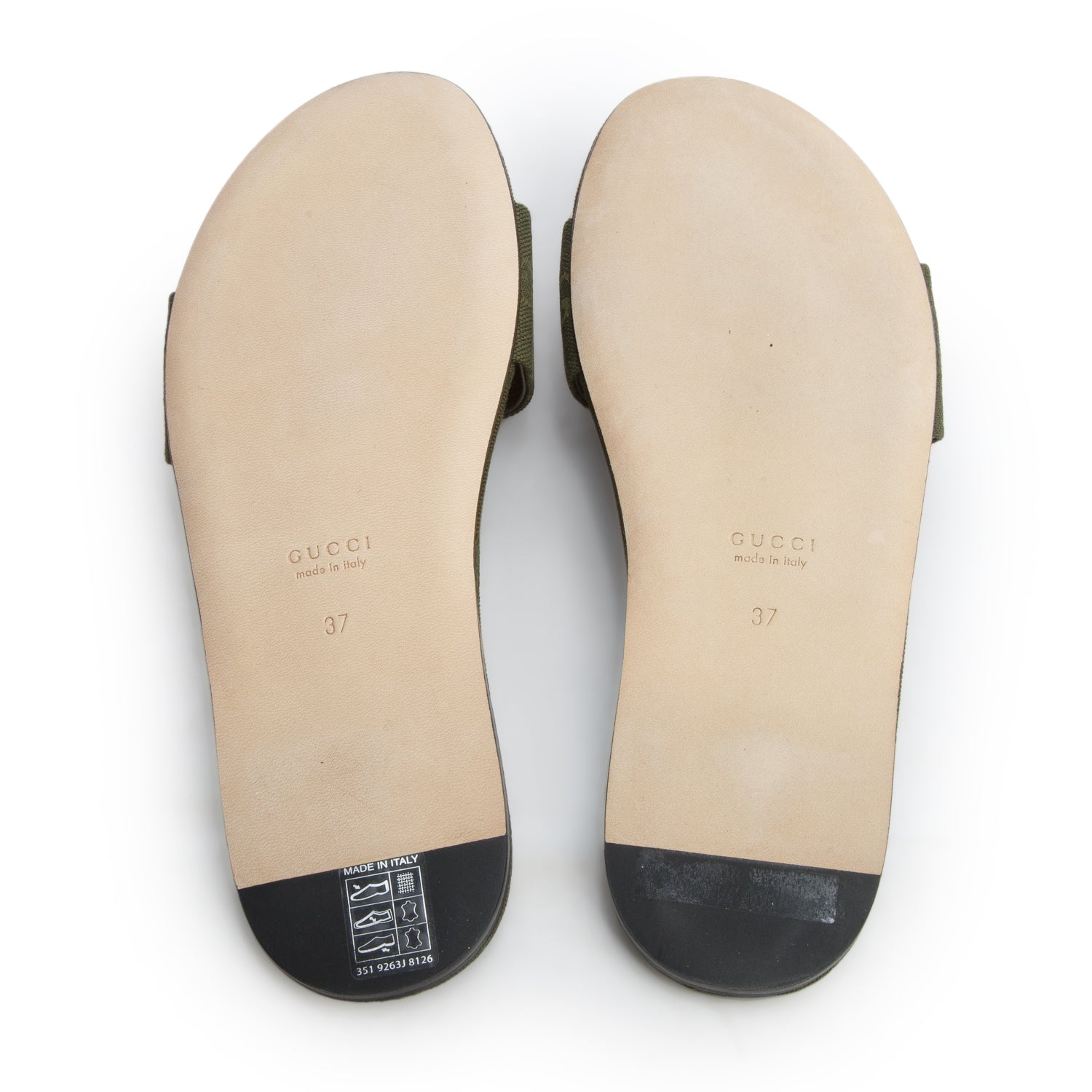 Gucci Green GG Canvas Horsebit Slide Sandals, Size 37 w/ Box