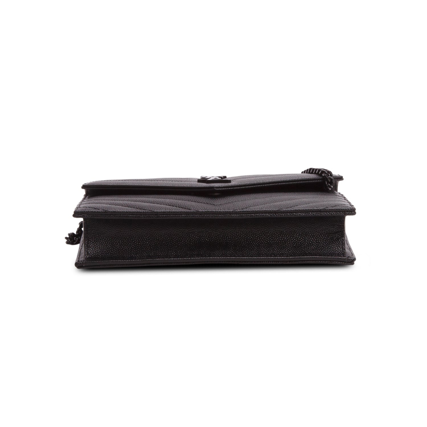 Saint Laurent 2023 So Black Grain de Poudre Matelasse Chevron Envelope Wallet
