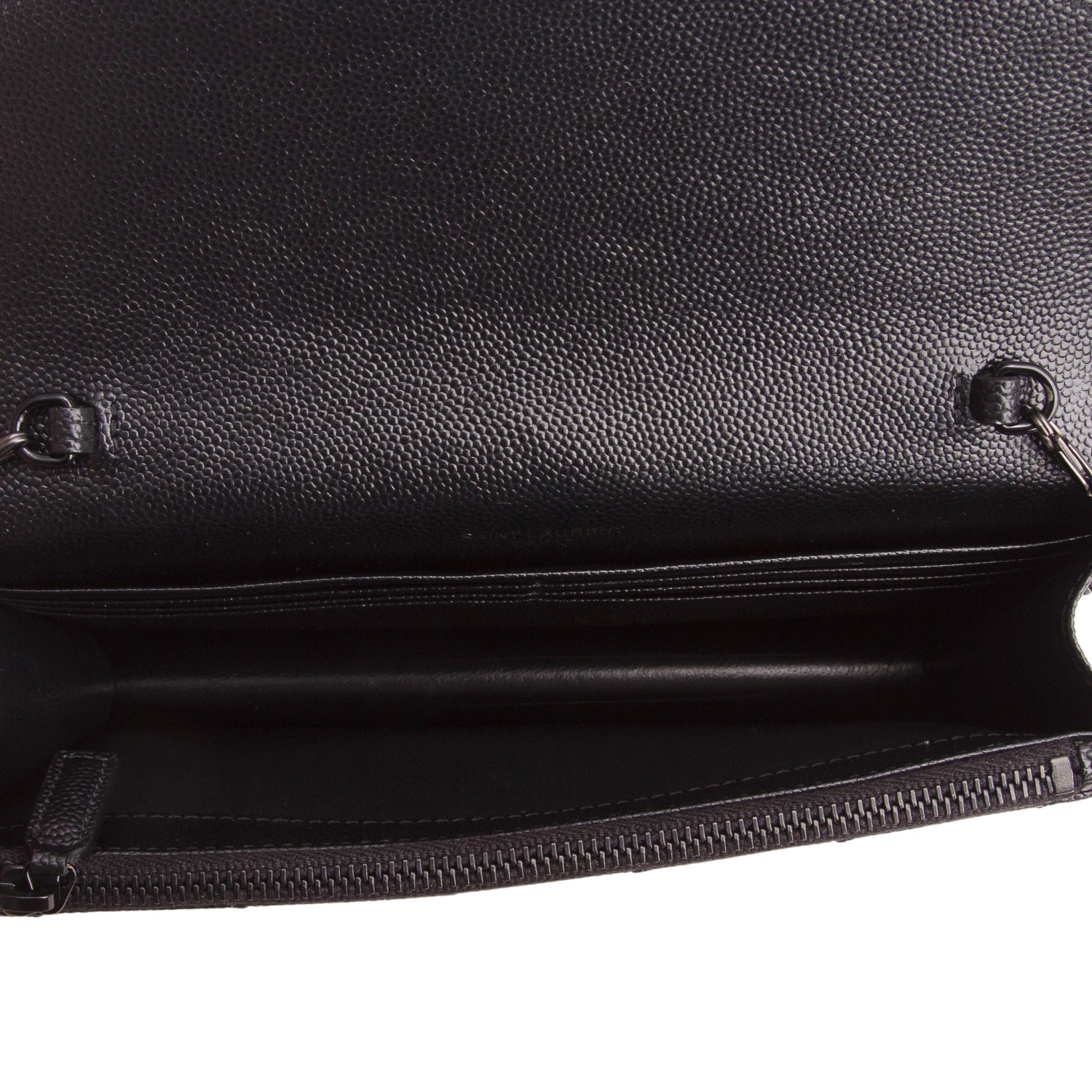 Saint Laurent 2023 So Black Grain de Poudre Matelasse Chevron Envelope Wallet