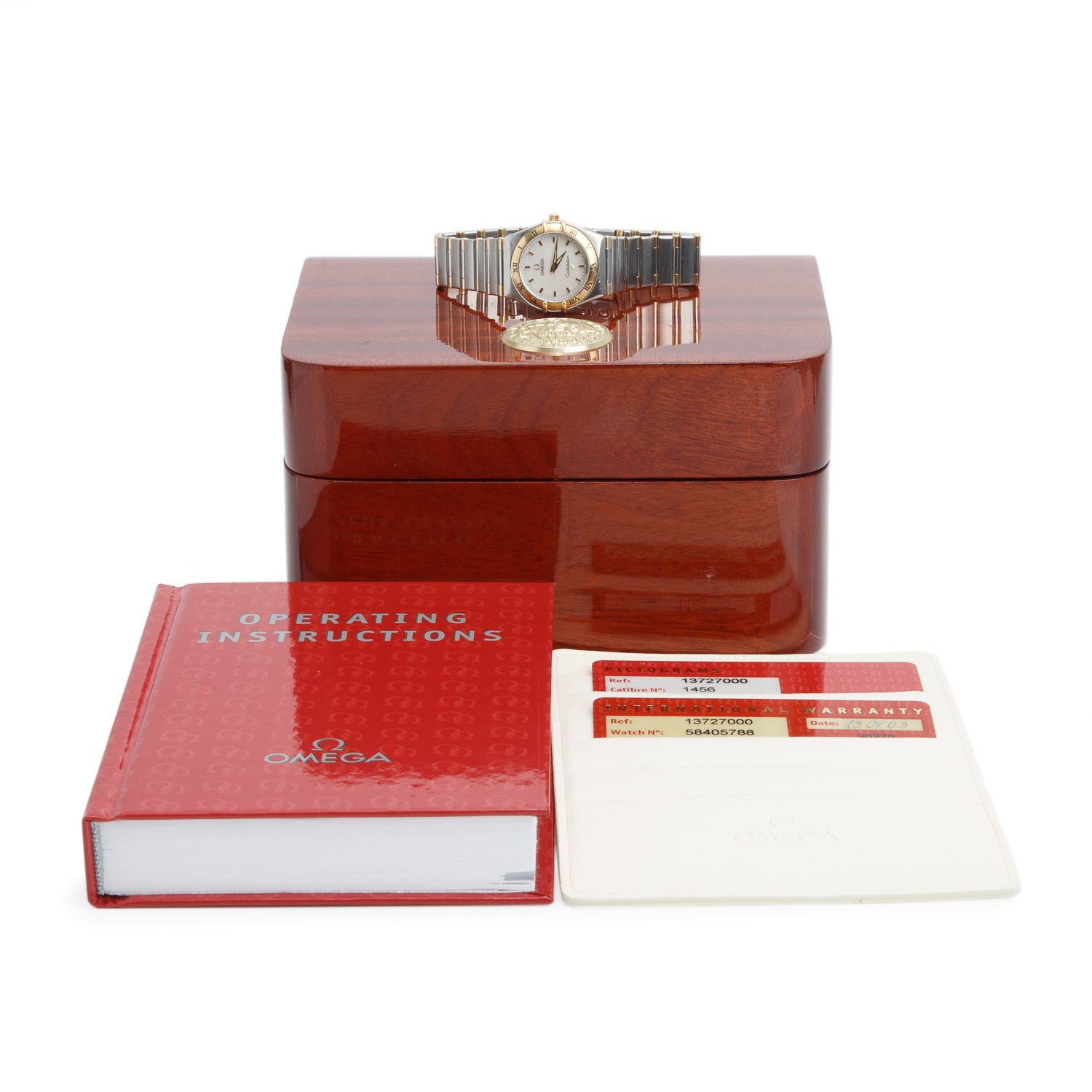 Omega Stainless Steel & 18k Yellow Gold Constellation 25.5 MM Quartz Watch Mother of Pearl Dial w/ Box & Papers