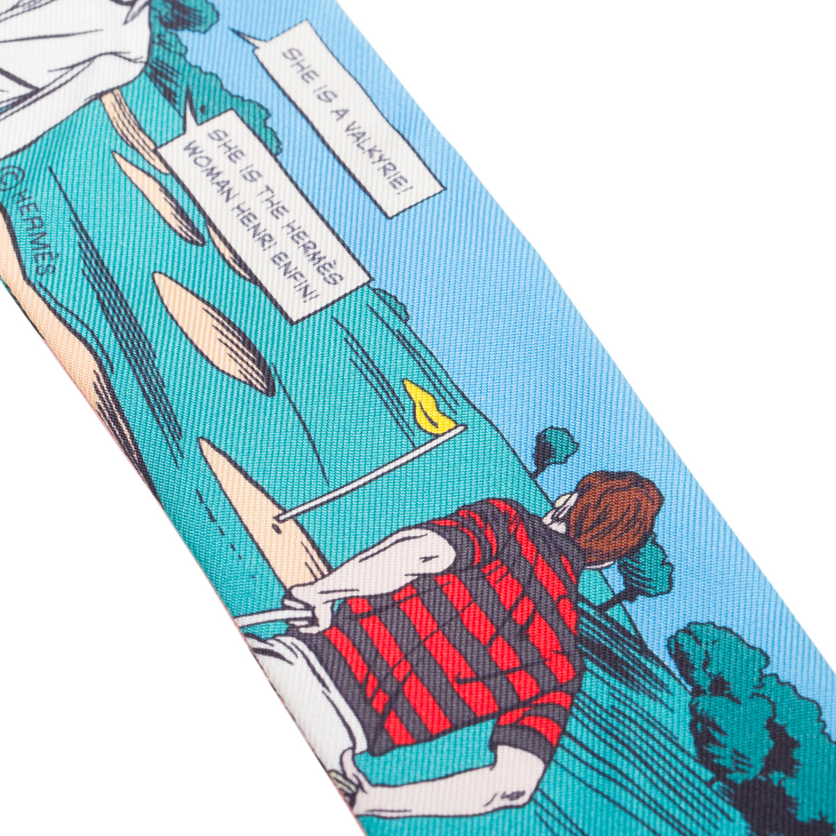Hermes  Blue/Multicolor 'Comic Strip' Silk Twilly w/ Box