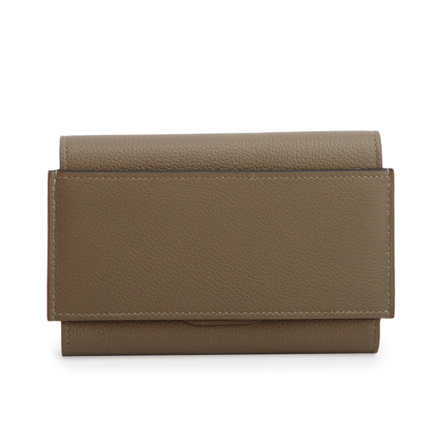 Hermes Etoupe Veau Evercolor Compact Wallet w/ Box, Pouch & Receipt