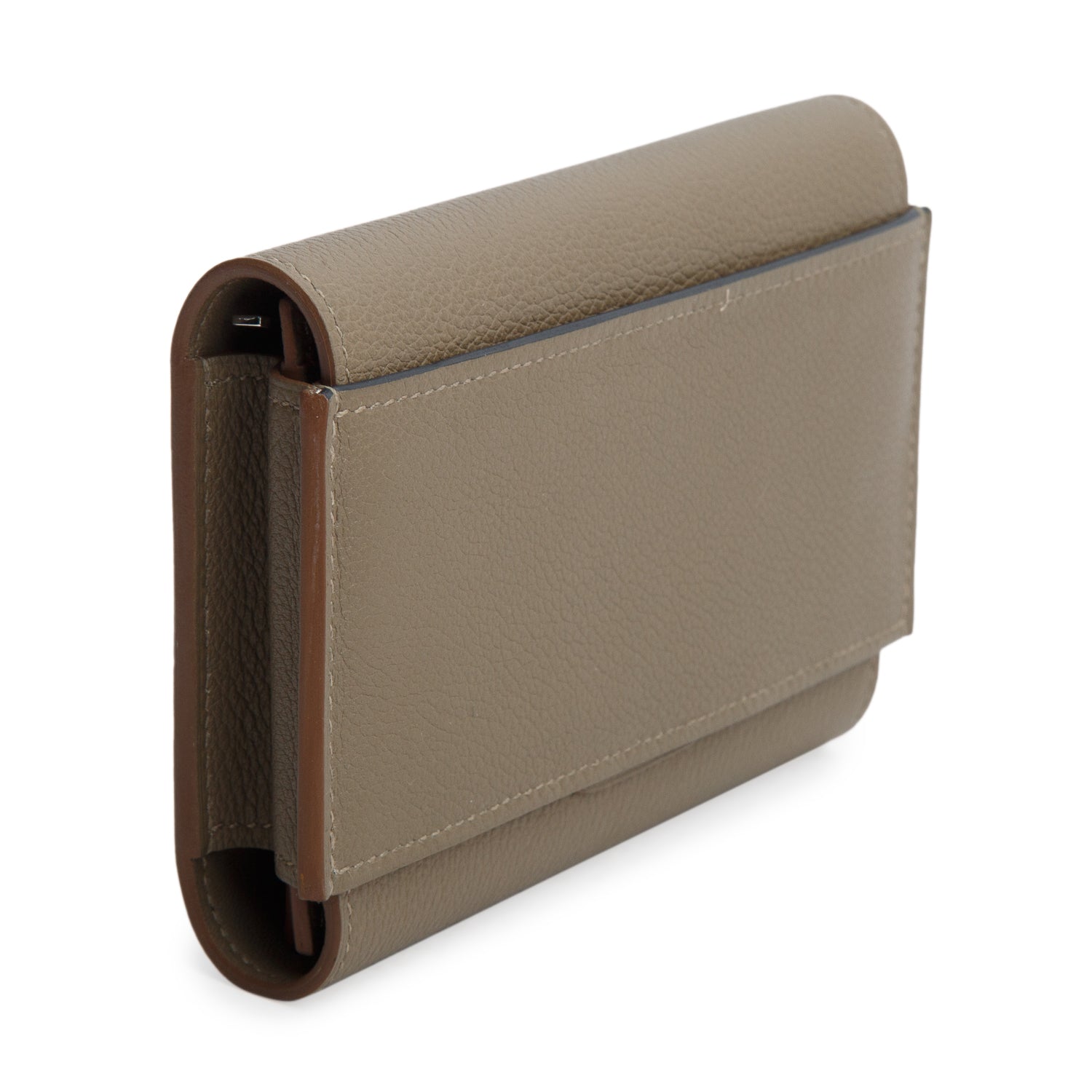 Hermes Etoupe Veau Evercolor Compact Wallet w/ Box, Pouch & Receipt