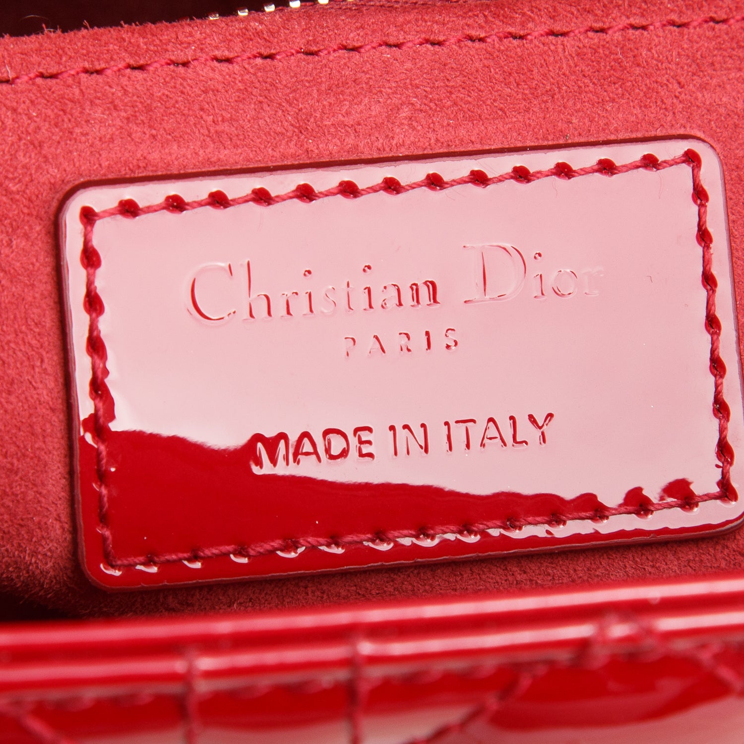 Christian Dior 2020 Red Patent Leather Cannage Medium Lady Dior Bag w/ Strap