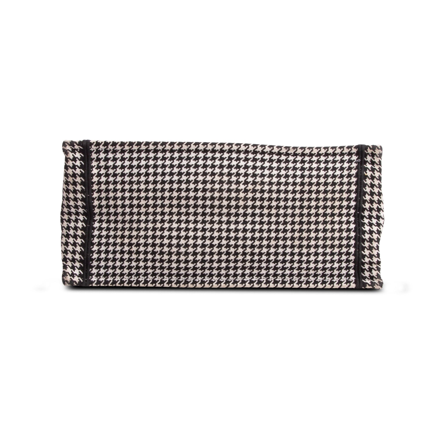Christian Dior 2020 Black White Canvas Macro Houndstooth Embroidered Medium Book Tote