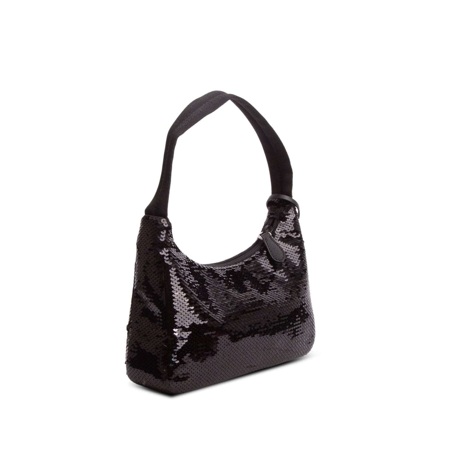 Prada Black Paillettes Sequin Mini Re-Edition 2000 Bag w/ Box & Authenticity Card