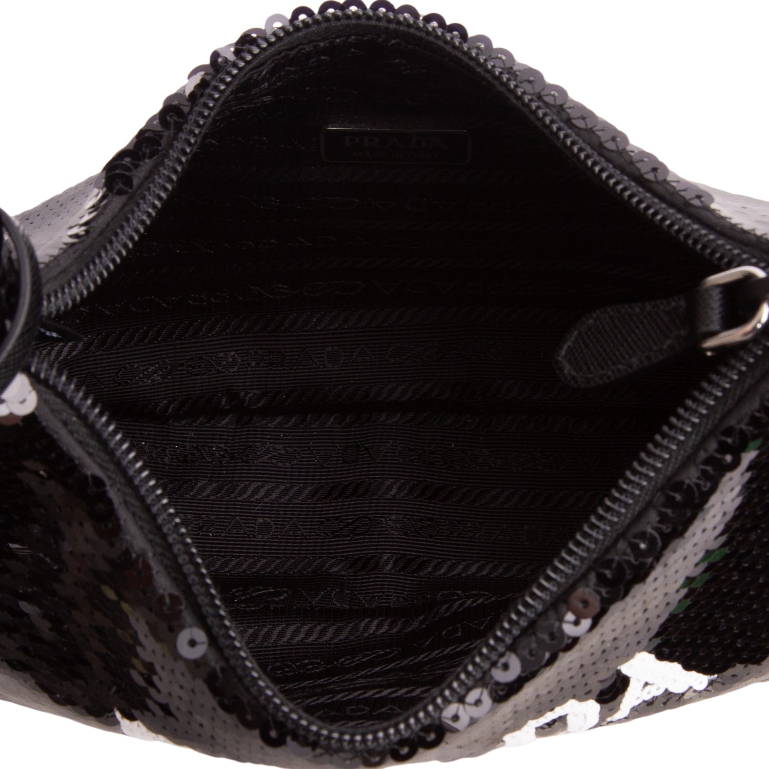 Prada Black Paillettes Sequin Mini Re-Edition 2000 Bag w/ Box & Authenticity Card