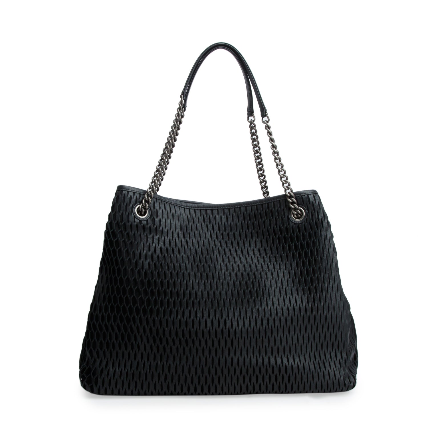 Chanel Black Calfskin Laser Cut Perforated CC Tote