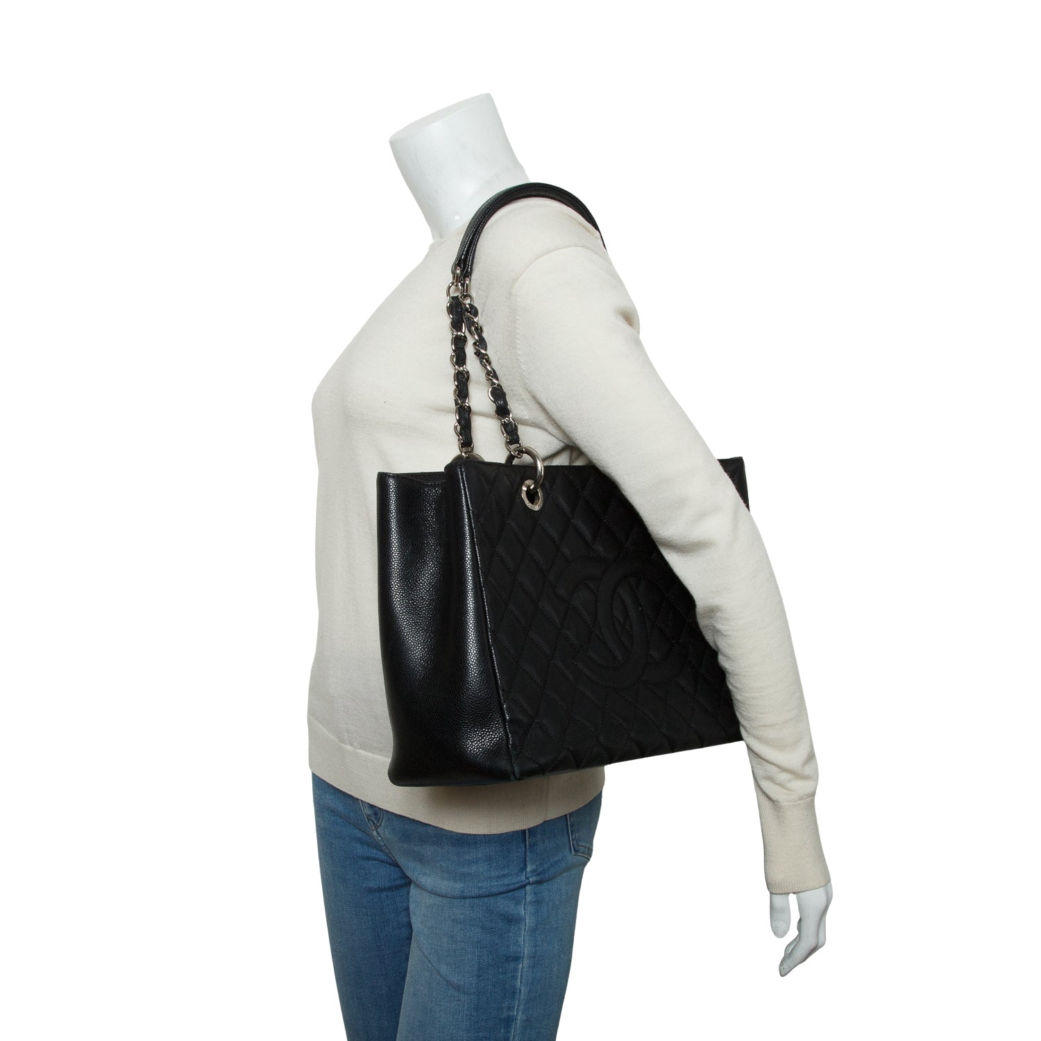 Chanel Black Caviar Leather Grand Shopping Tote (GST)