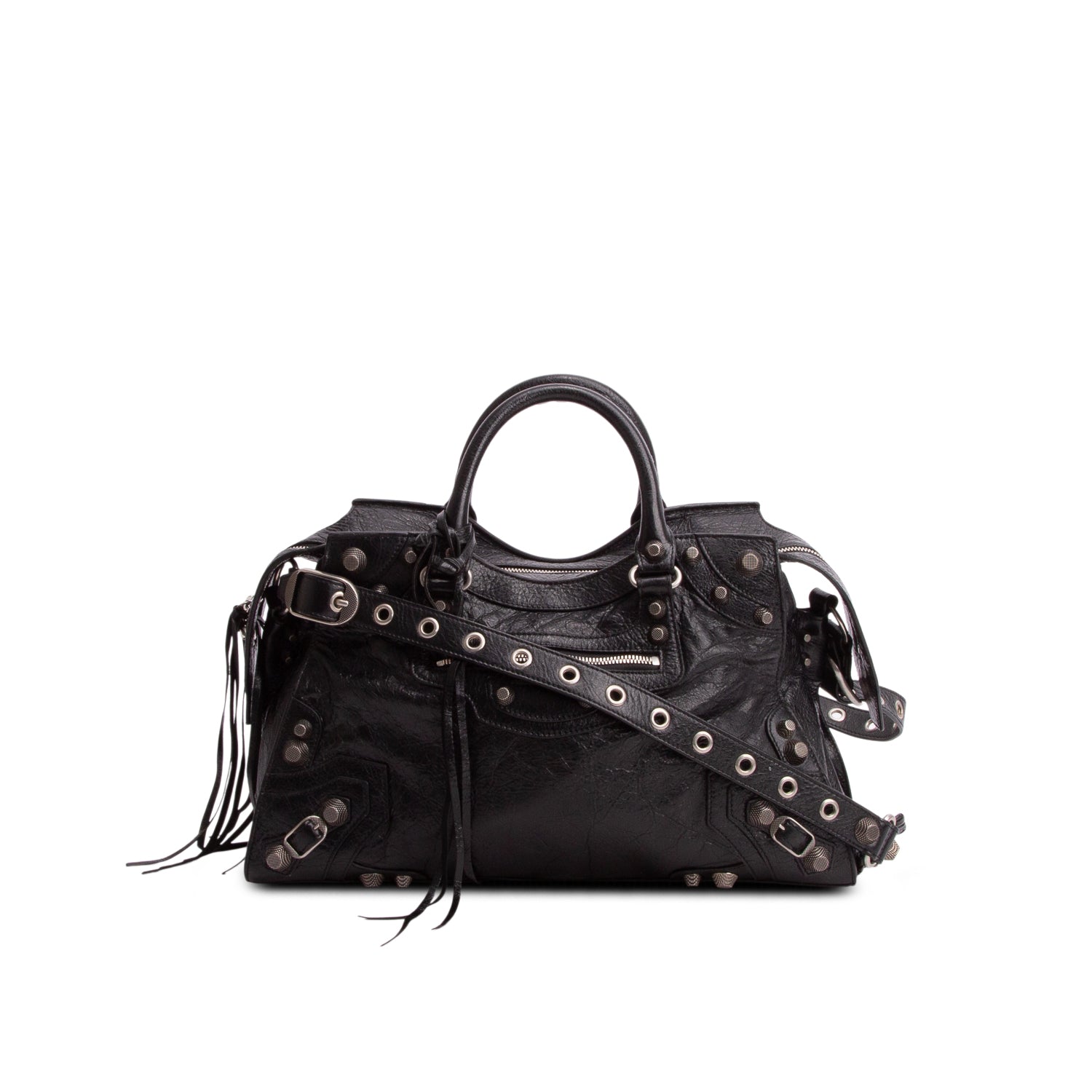 Balenciaga Black Agneau Arena Neo Cagole City Handbag w/ Strap