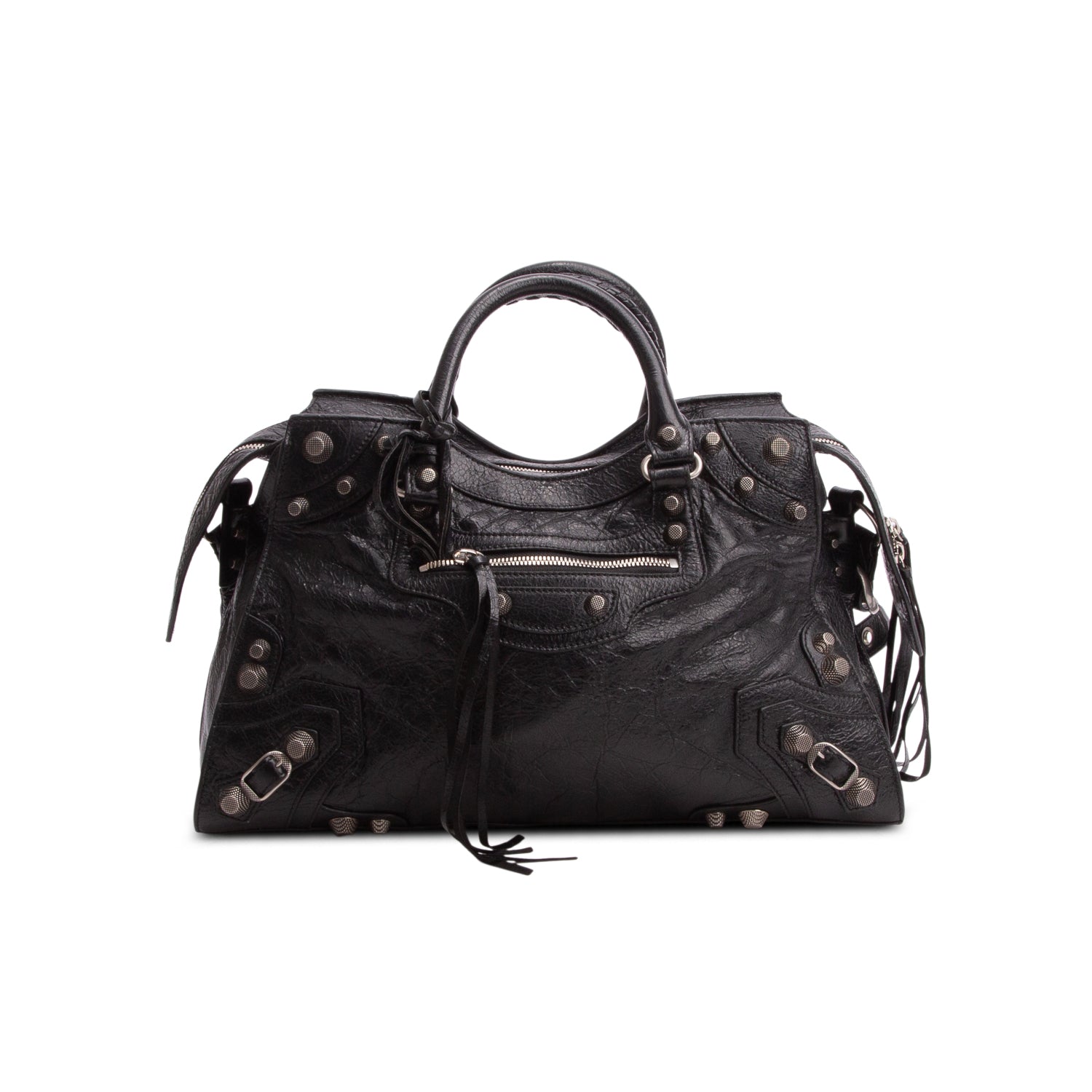 Balenciaga Black Agneau Arena Neo Cagole City Handbag w/ Strap
