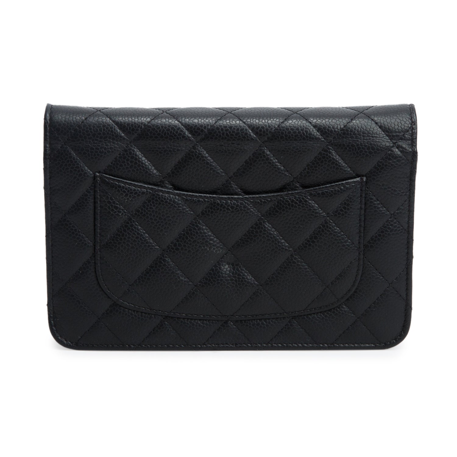 Chanel Black Quilted Caviar Classic Wallet on Chain