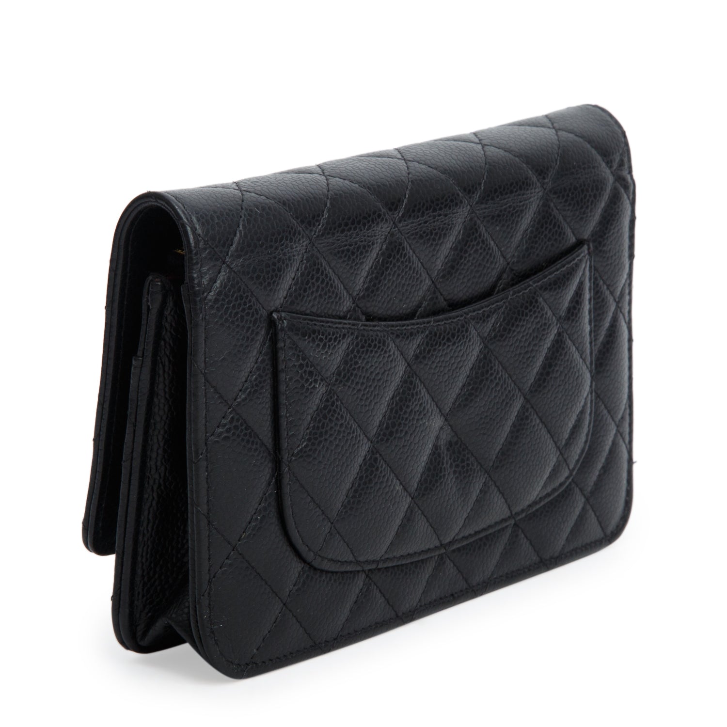 Chanel Black Quilted Caviar Classic Wallet on Chain