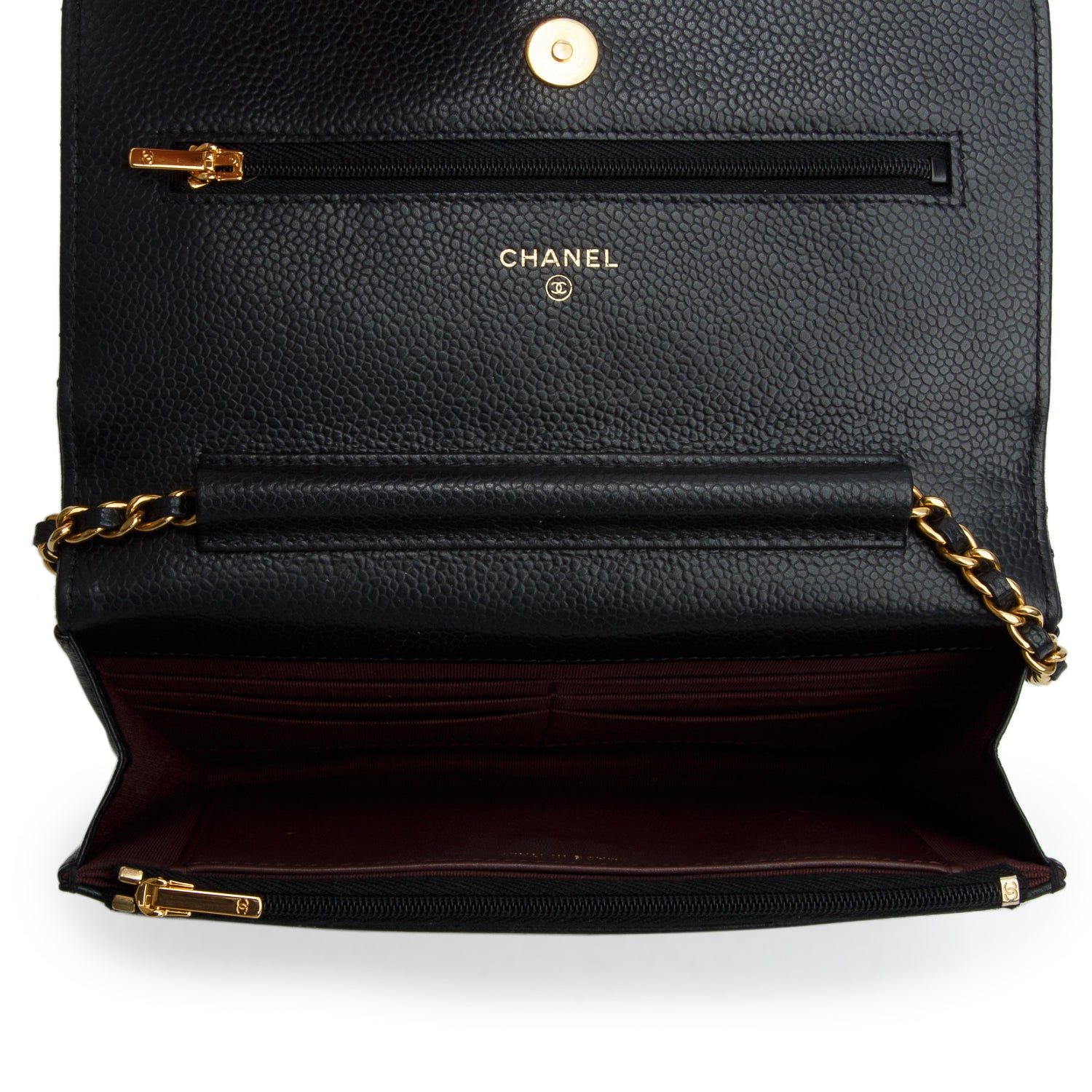 Chanel Black Quilted Caviar Classic Wallet on Chain