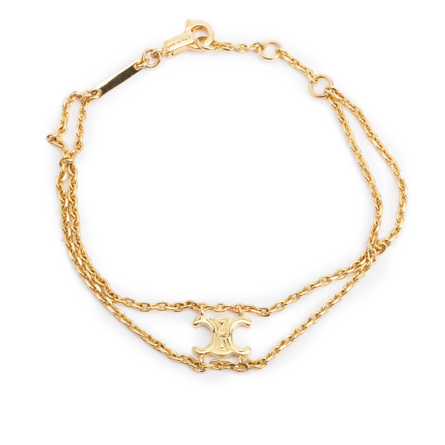 Celine Gold-Plated Brass Triomphe Suspended Bracelet w/ Box