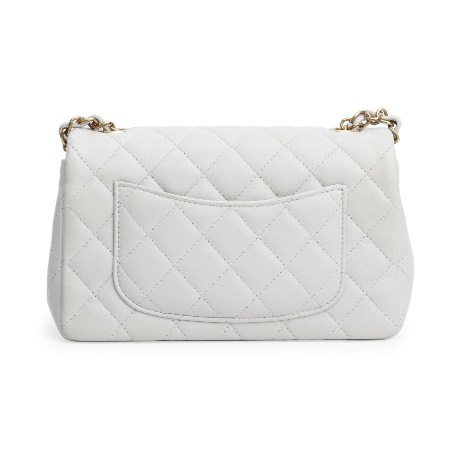 Chanel Grey Lambskin Quilted Mini Rectangular Flap Bag