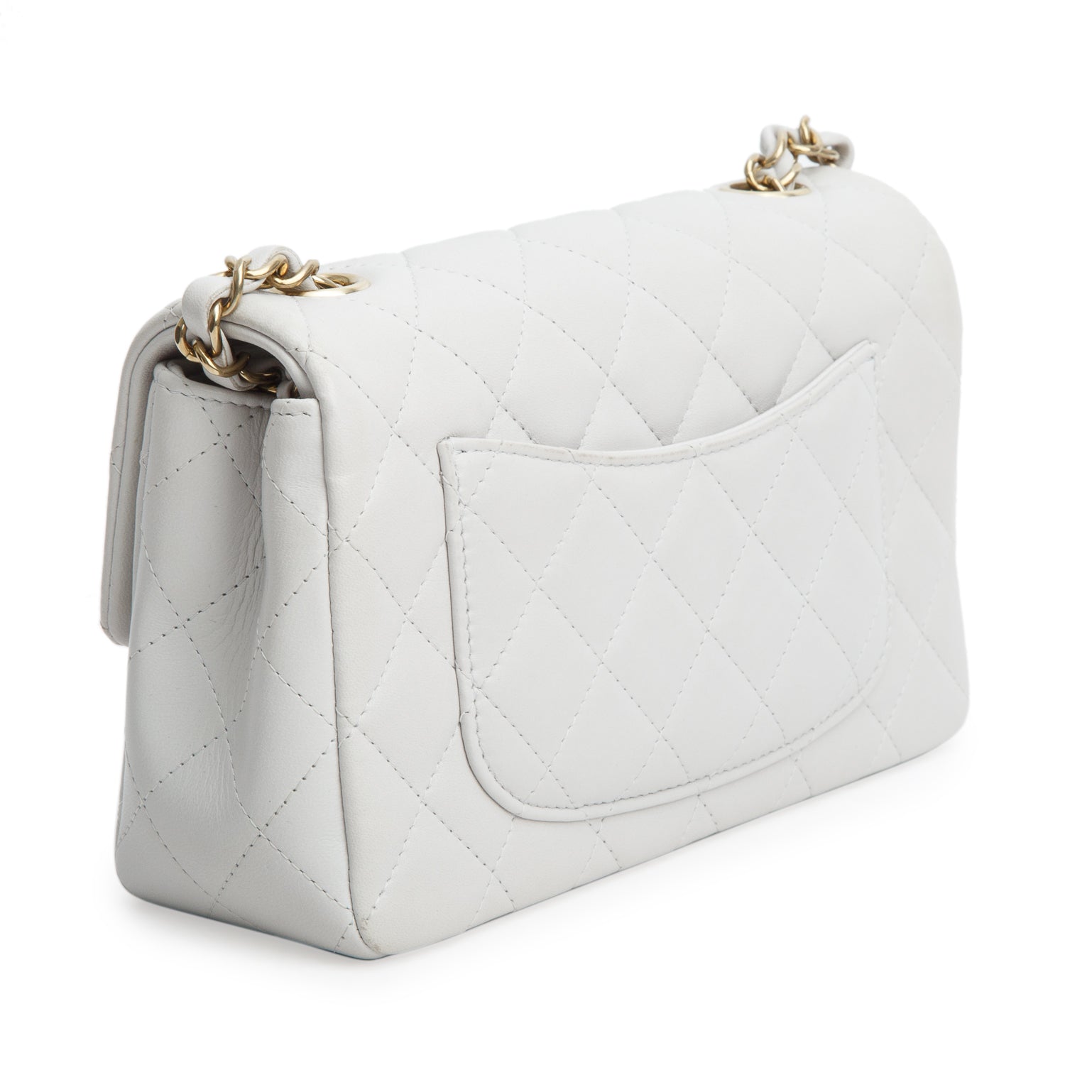 Chanel Grey Lambskin Quilted Mini Rectangular Flap Bag