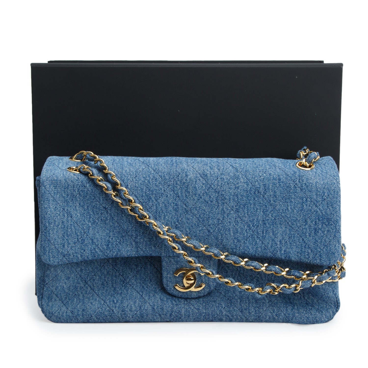 Chanel Blue Denim Souplissimo Maxi Flap w/ Box