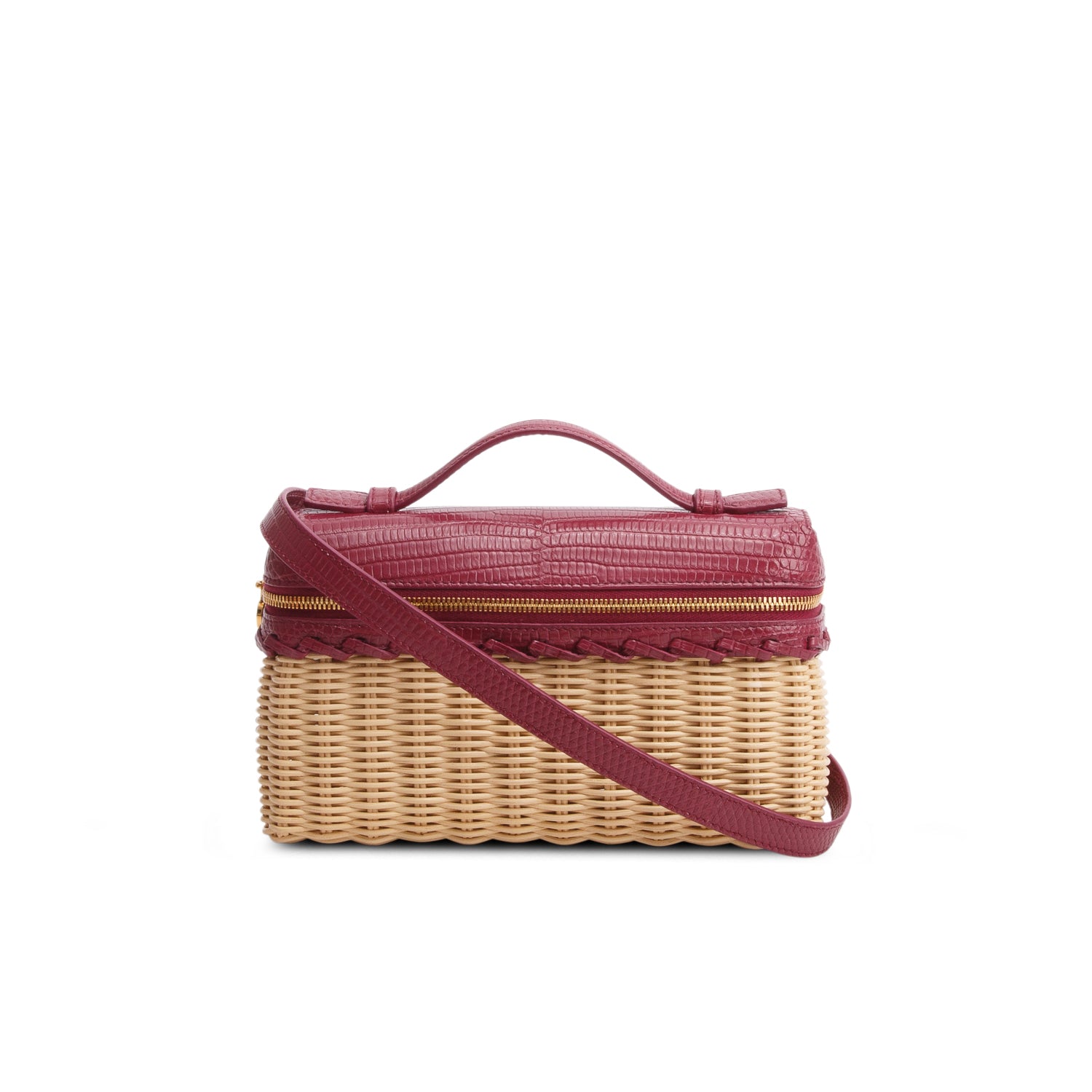 Loro Piana Purple Wicker Lizard Leather L19 Extra Pocket E/W Pouch w/ Box & Strap