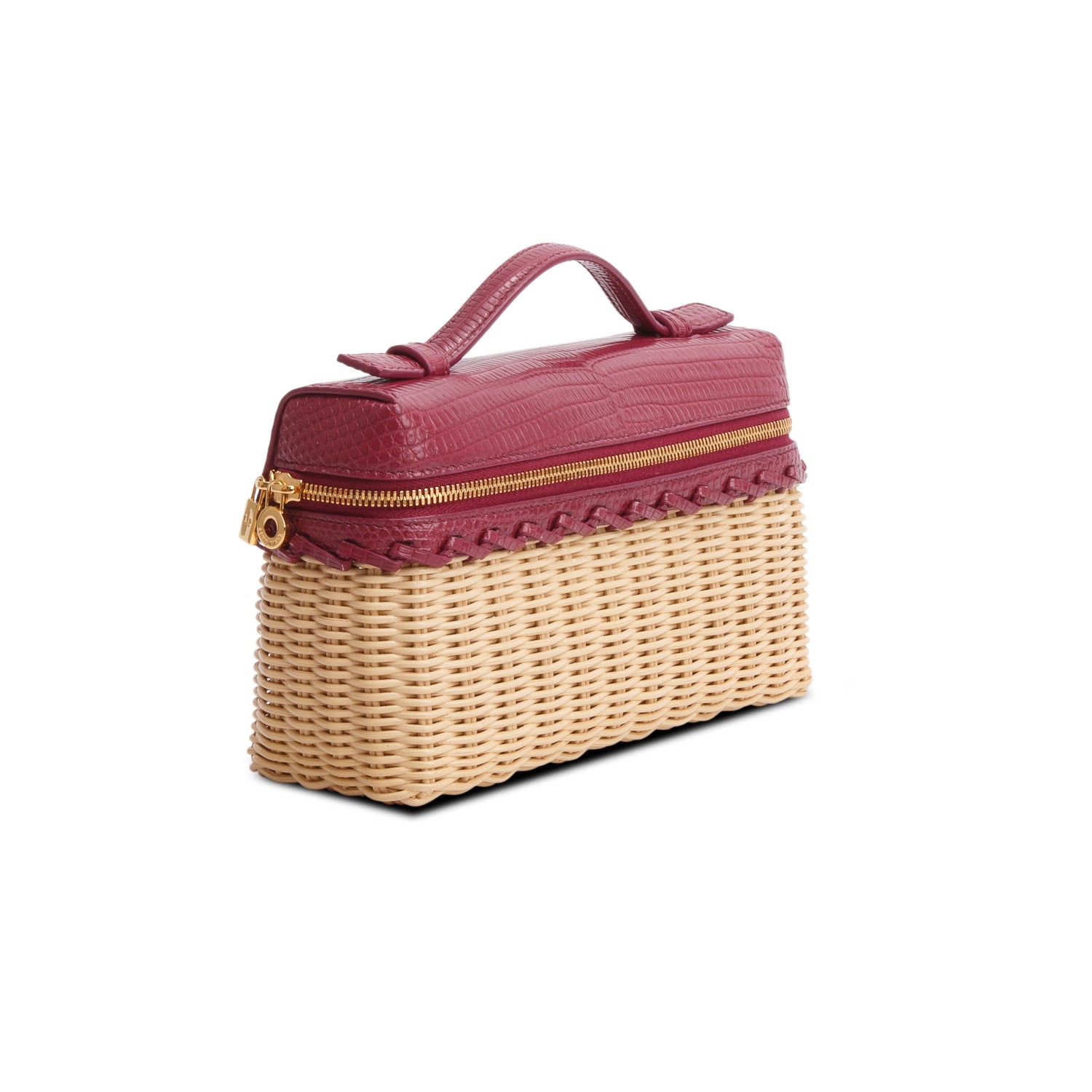 Loro Piana Purple Wicker Lizard Leather L19 Extra Pocket E/W Pouch w/ Box & Strap