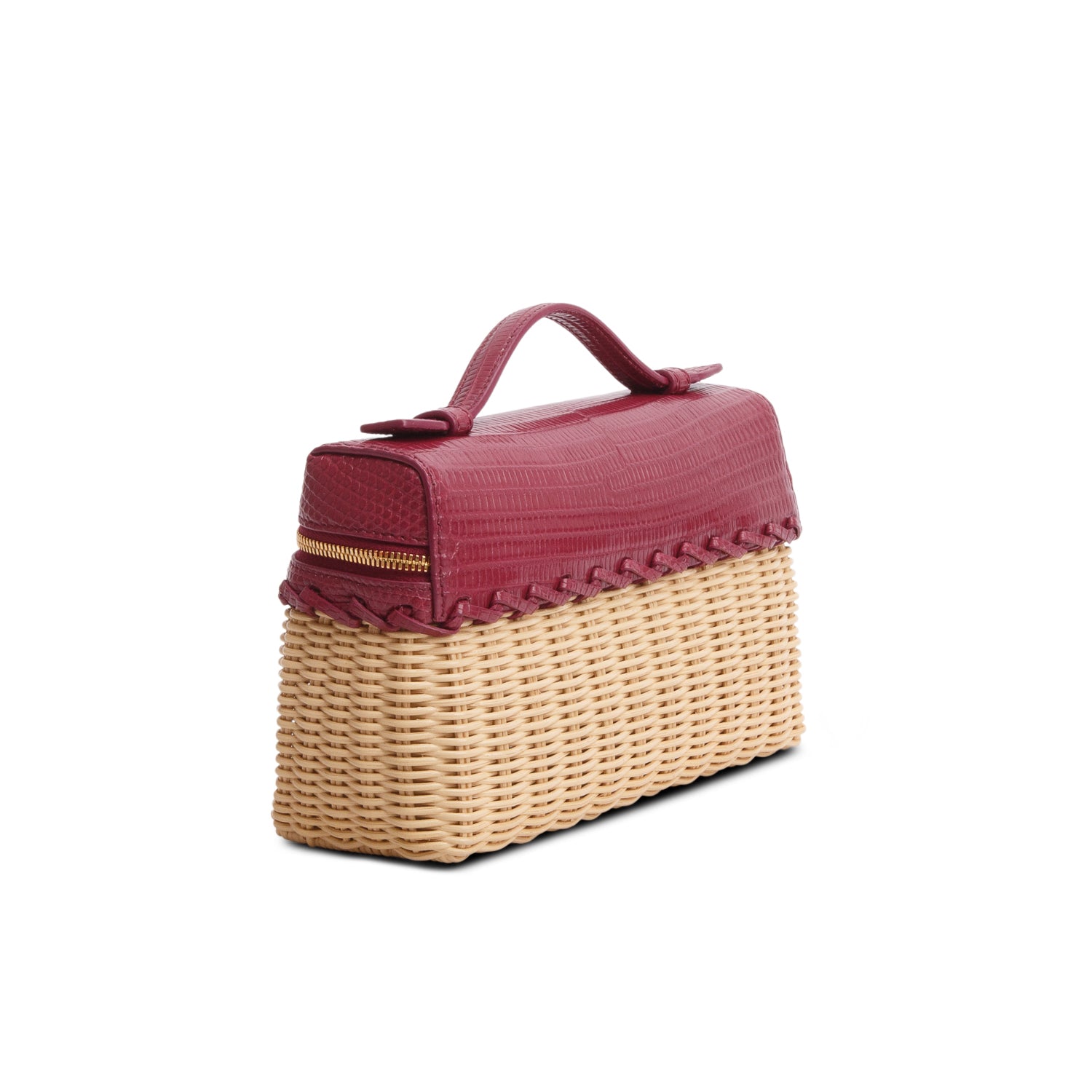 Loro Piana Purple Wicker Lizard Leather L19 Extra Pocket E/W Pouch w/ Box & Strap