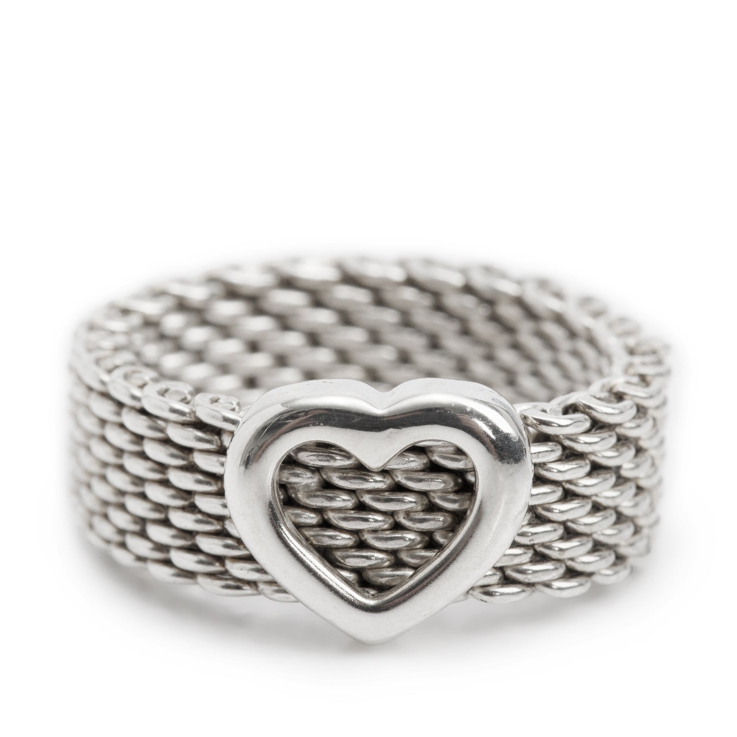 Tiffany & Co. Sterling Silver Somerset Mesh Heart Ring, Size 5
