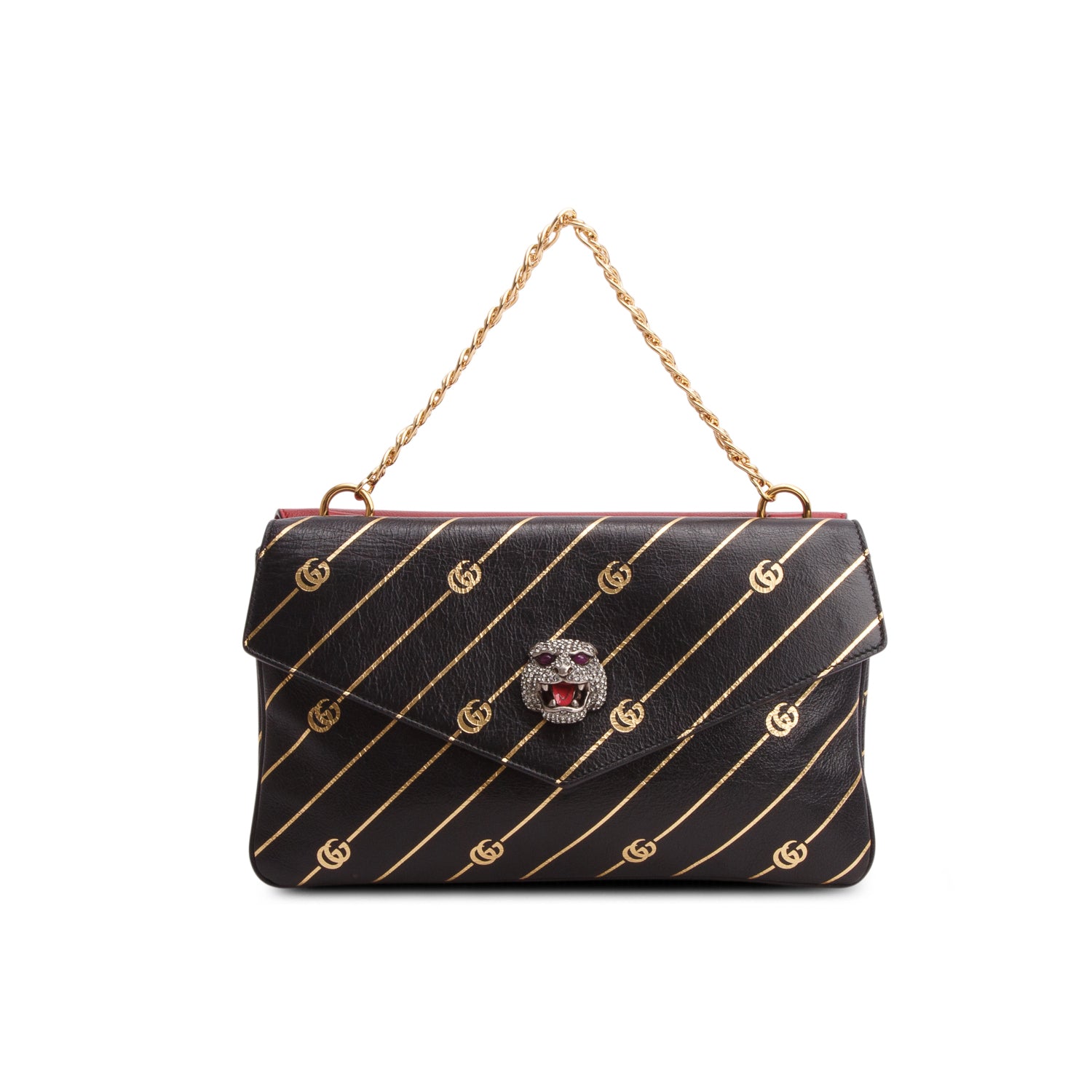 Gucci Calfskin Diagonal GG Medium Thiara Double Envelope Shoulder Bag w/ Strap
