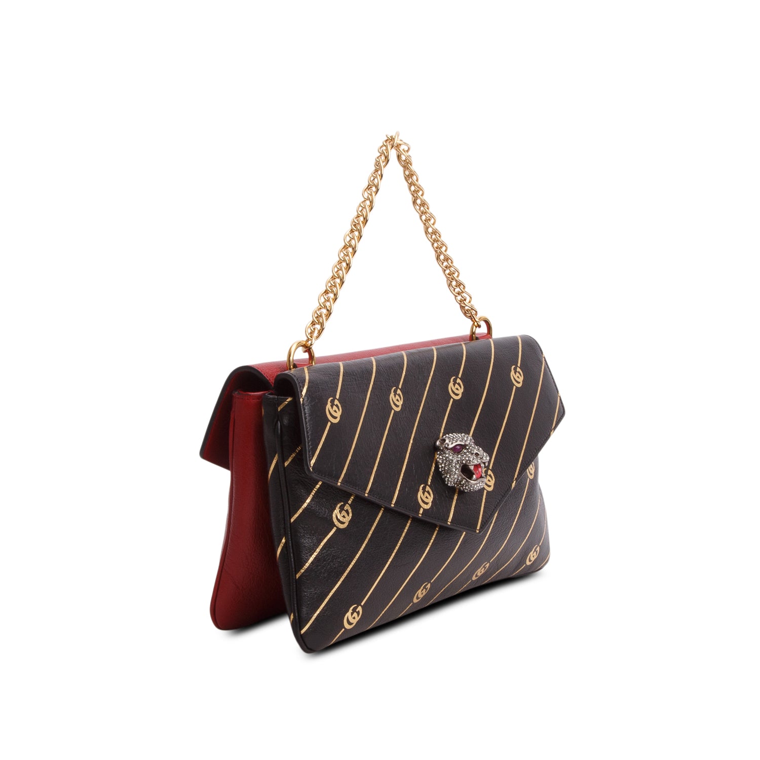 Gucci Calfskin Diagonal GG Medium Thiara Double Envelope Shoulder Bag w/ Strap