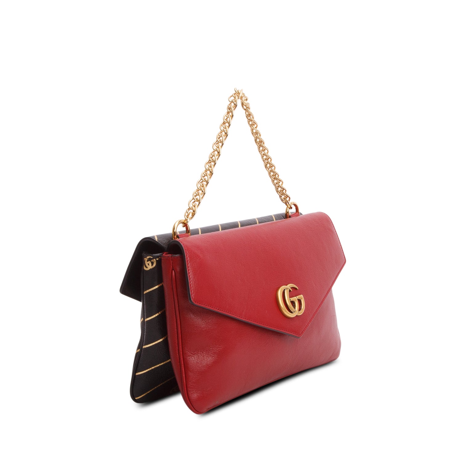 Gucci Calfskin Diagonal GG Medium Thiara Double Envelope Shoulder Bag w/ Strap