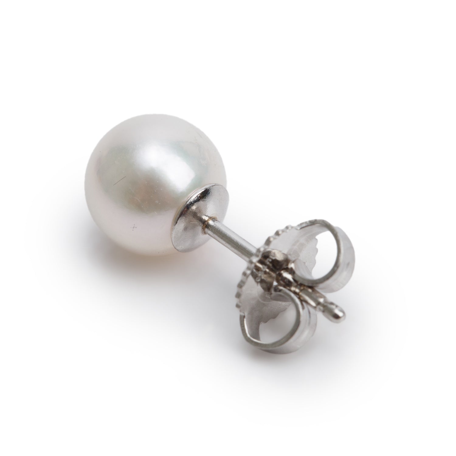 Tiffany & Co. 18k White Gold Signature Pearl Stud Earrings, 7-7.5 MM