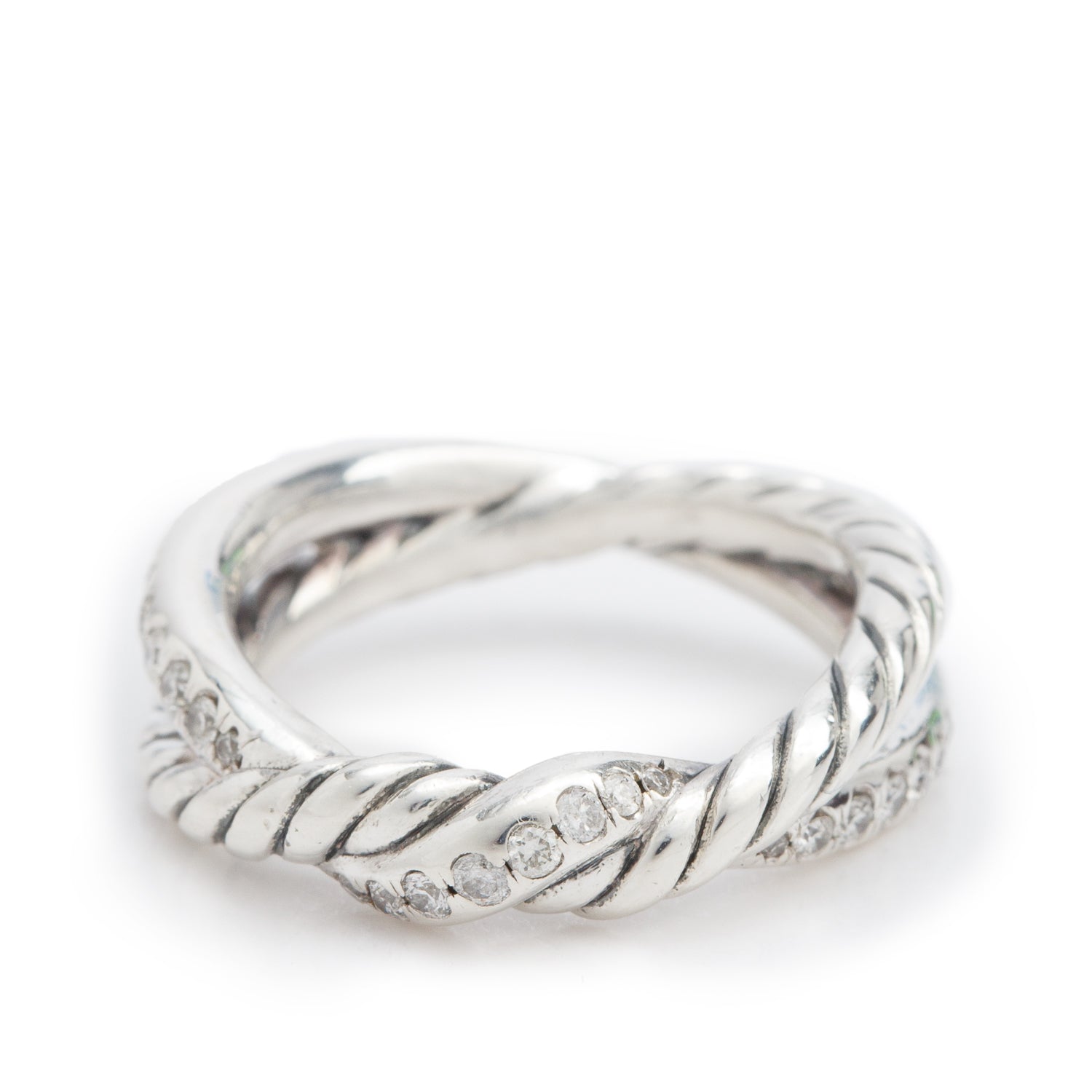 David Yurman Sterling Silver Diamond Petite Infinity Band Ring, Size 5