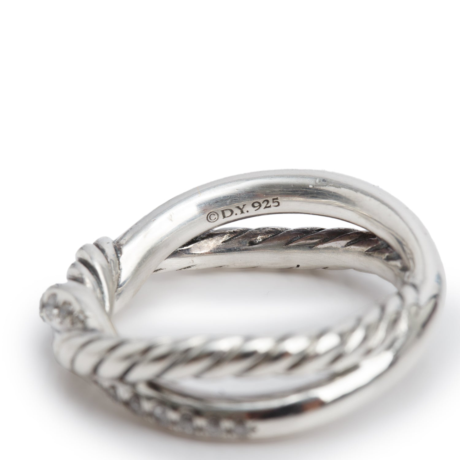 David Yurman Sterling Silver Diamond Petite Infinity Band Ring, Size 5