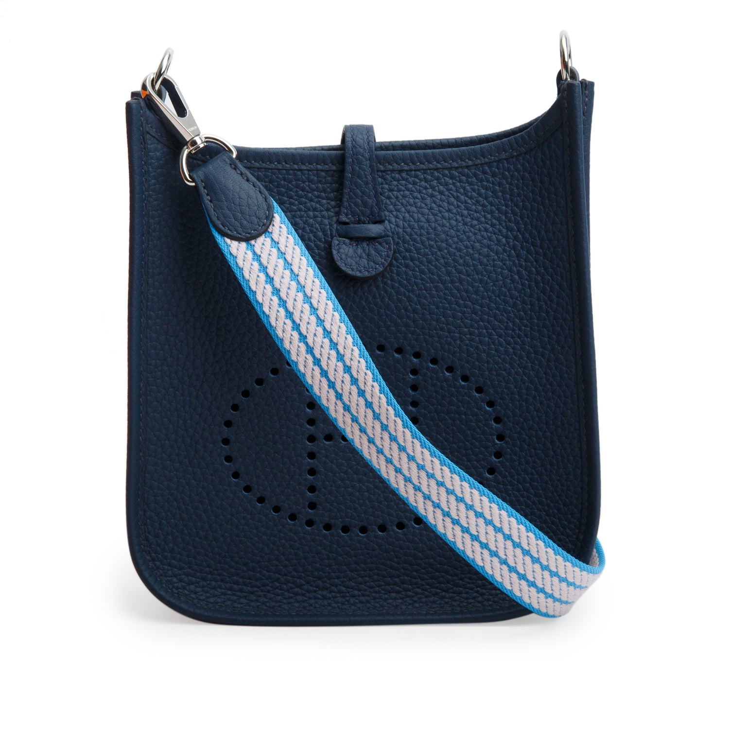 Hermes 2024 Bleu Nuit/Azur/Mauve Pale Taurillon Clemence Amazone Evelyne TPM 16 w/ Box