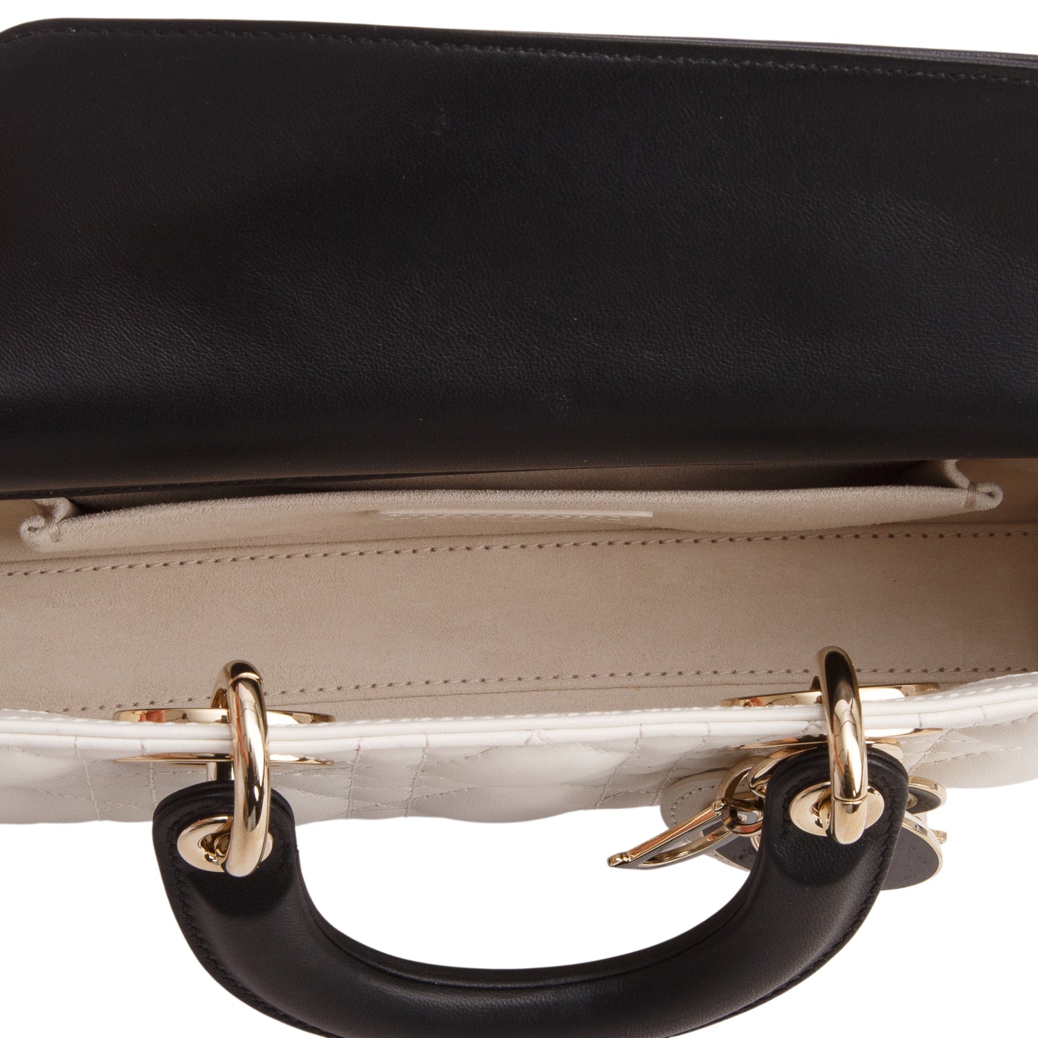 Christian Dior 2025 Black/White Lambskin Cannage Micro Lady D-Joy w/ Box & Straps