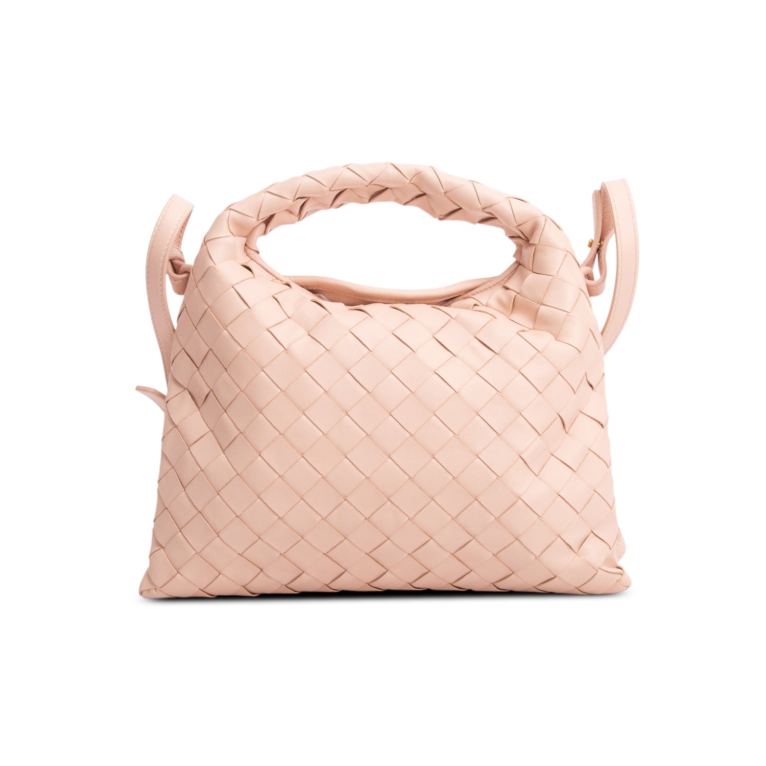 Bottega Veneta Pink Calfskin Intrecciato Mini Hop w/ Strap