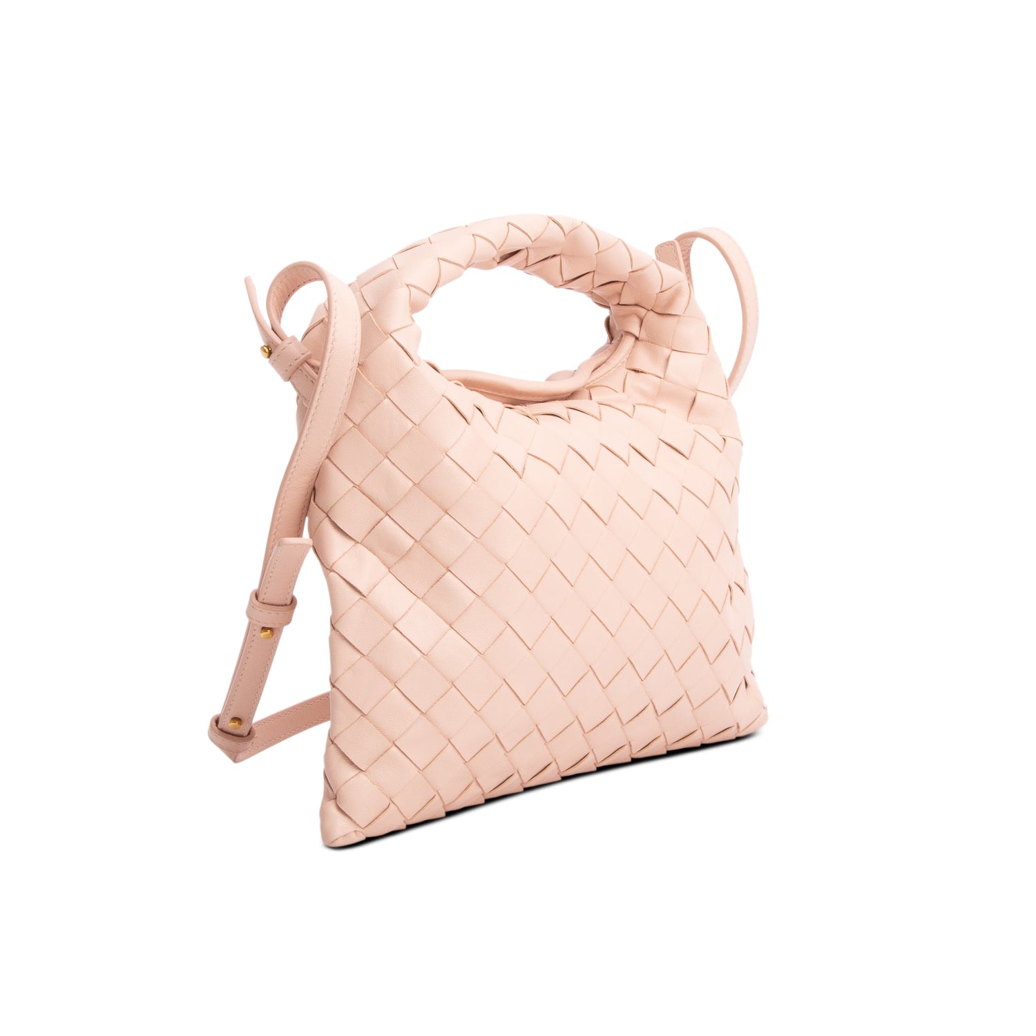 Bottega Veneta Pink Calfskin Intrecciato Mini Hop w/ Strap