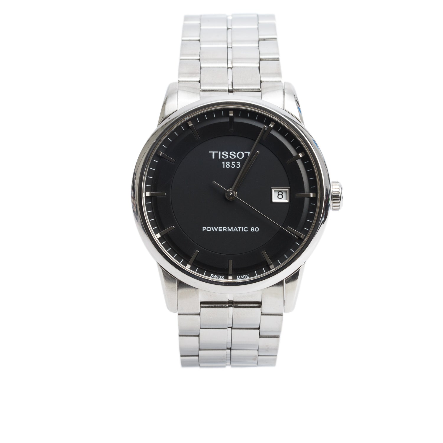 Tissot Stainless Steel Luxury Powermatic 80 41 MM Automatic Watch Black Dial w/ Box & Papers