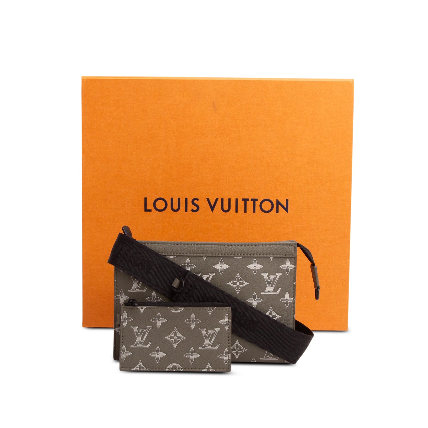 Louis Vuitton Green Monogram Shadow Leather Gaston Wearable Wallet w/ Box, Pouch & Strap