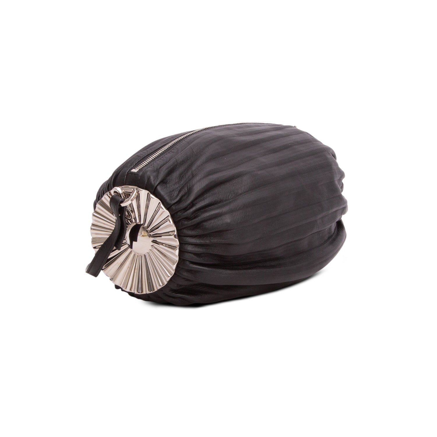 Loewe Black Lambskin Pleated Bracelet Pouch Shoulder Bag
