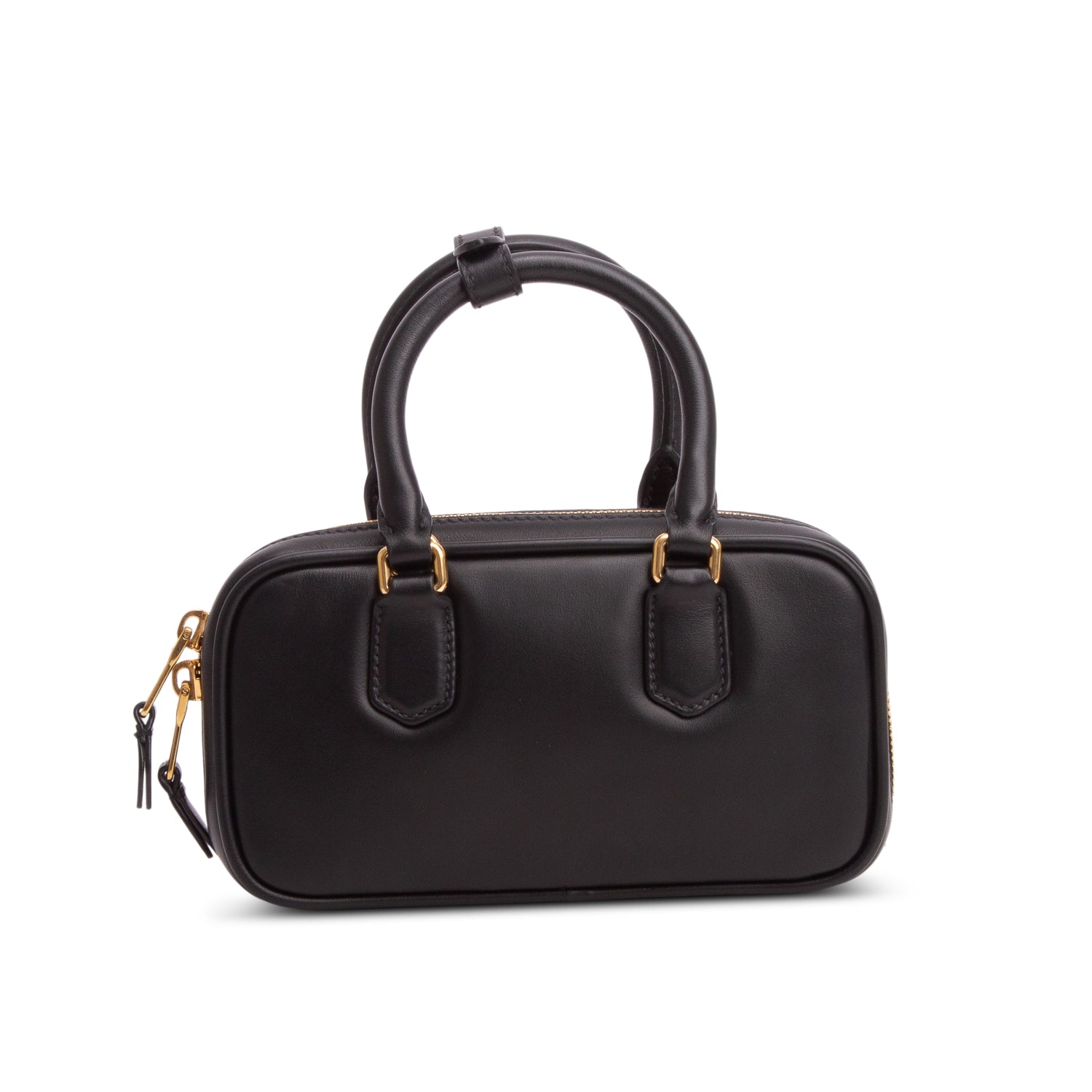 Miu Miu Black Calfskin Arcadie Mini Top Handle Bag w/ Strap