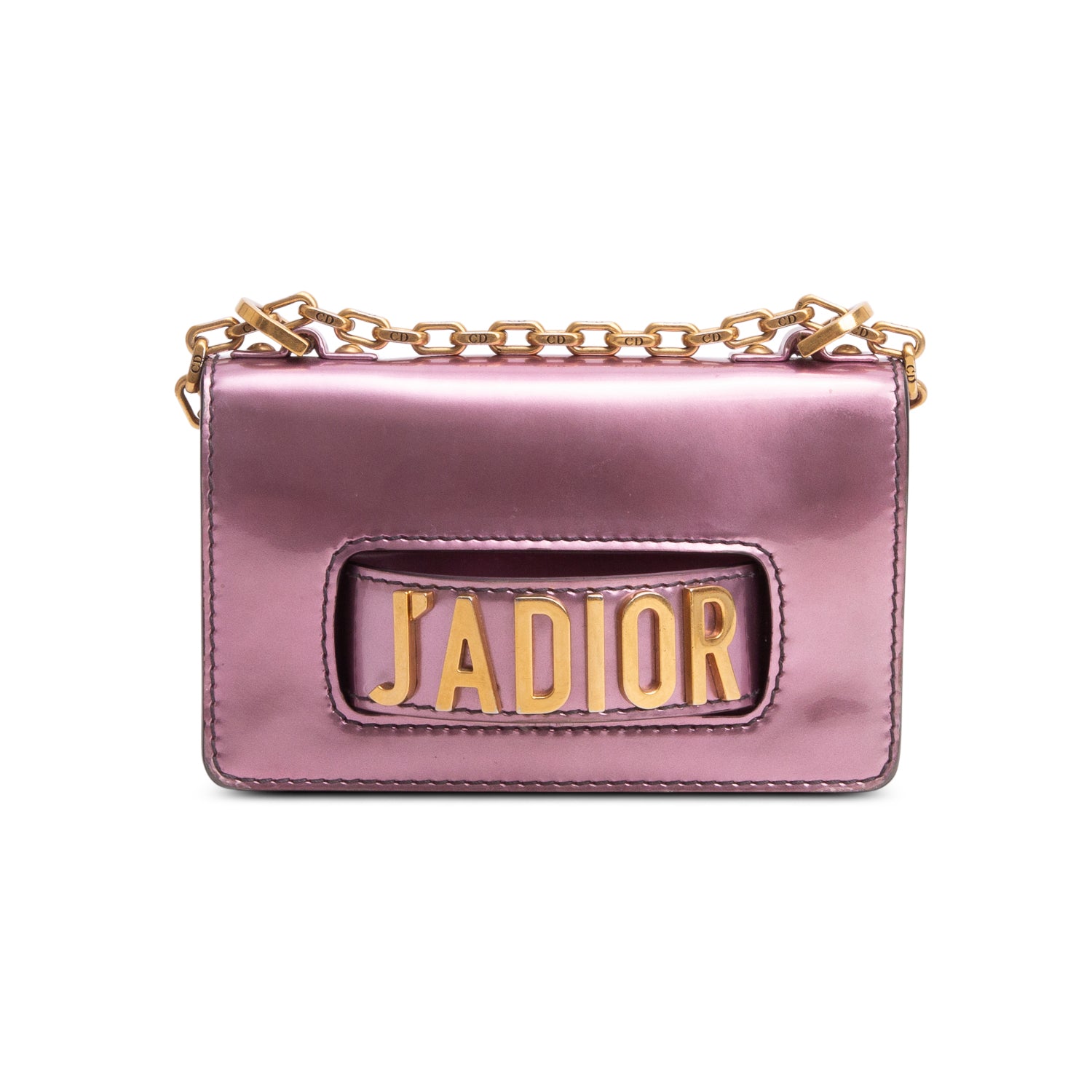 Christian Dior Pink Metallic Calfskin J'Adior Mini Chain Flap Bag