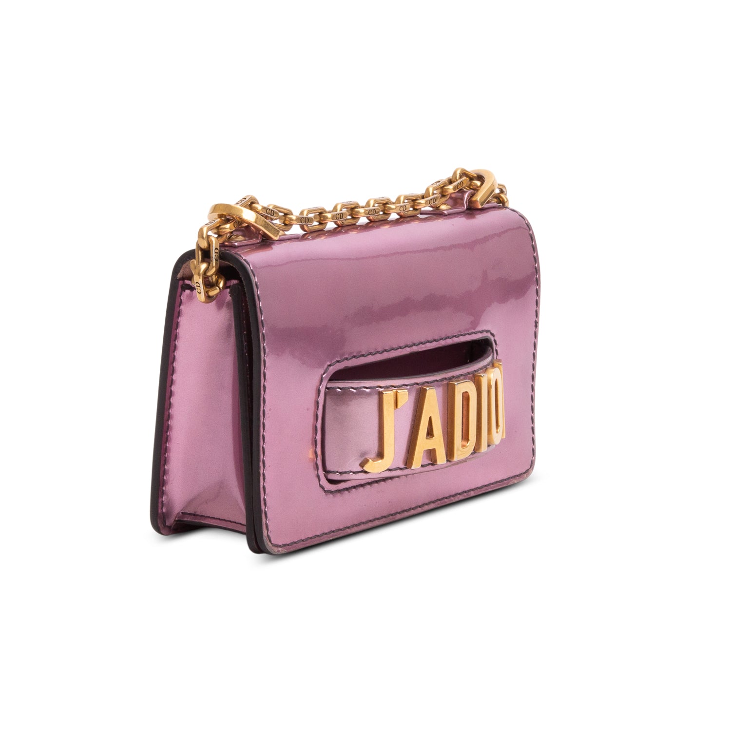Christian Dior Pink Metallic Calfskin J'Adior Mini Chain Flap Bag