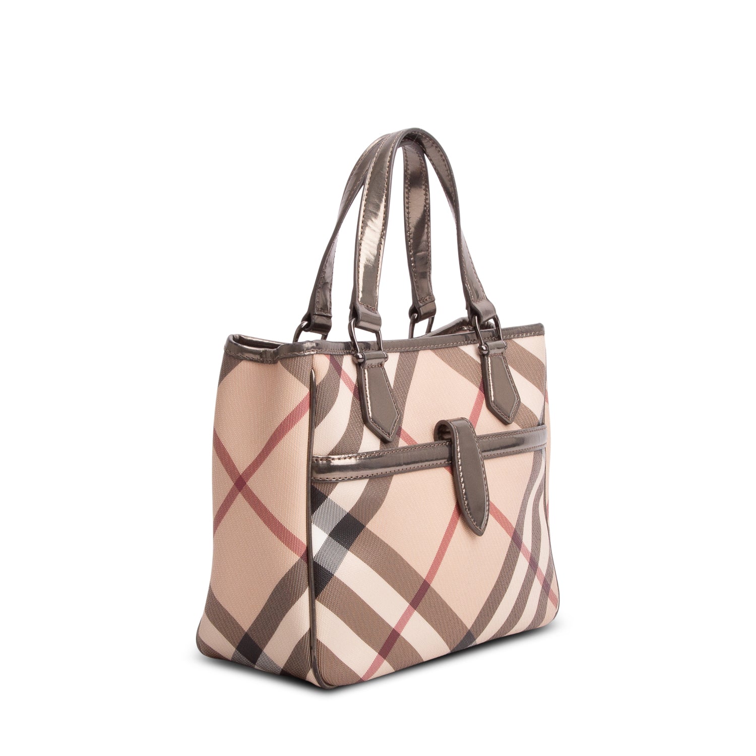 Burberry Supernova Check Patent Small Emmy Tote