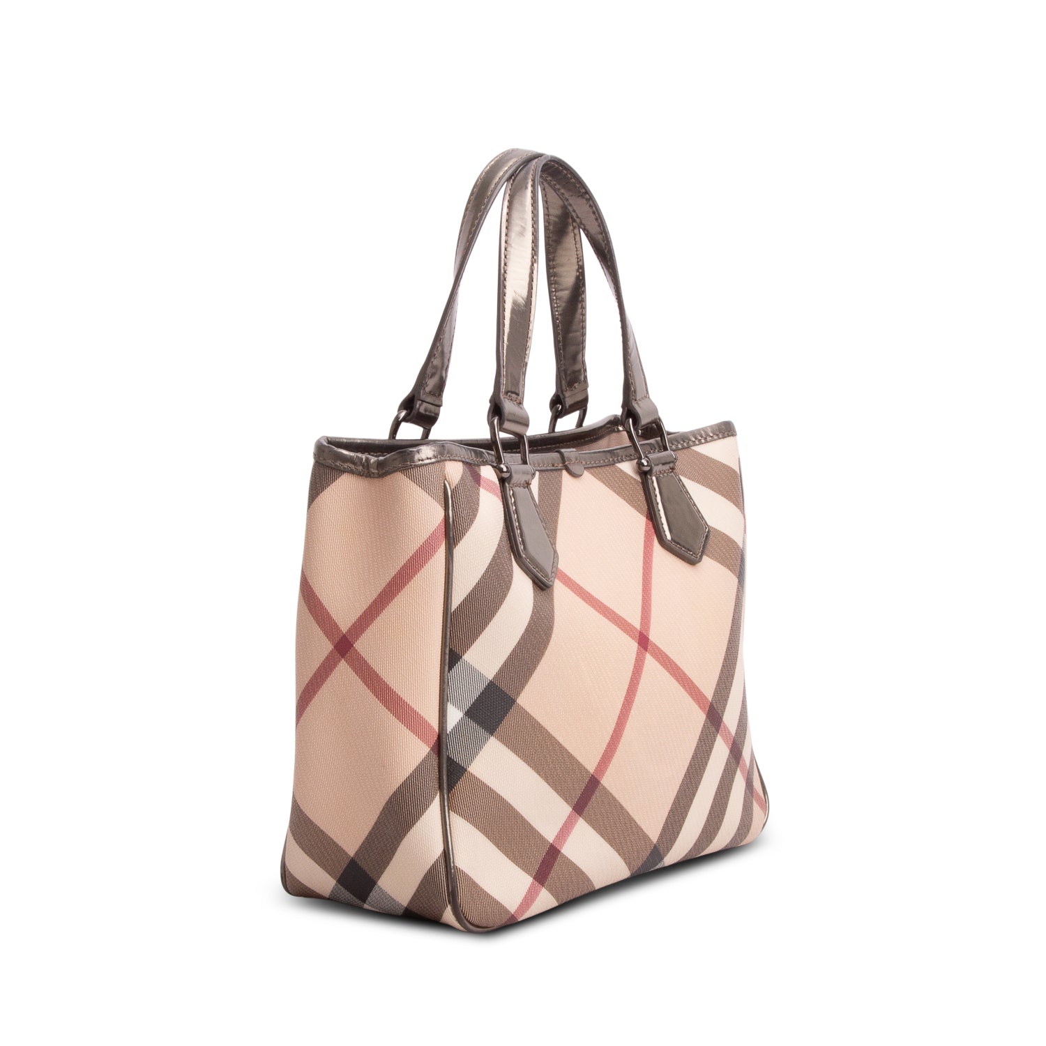 Burberry Supernova Check Patent Small Emmy Tote