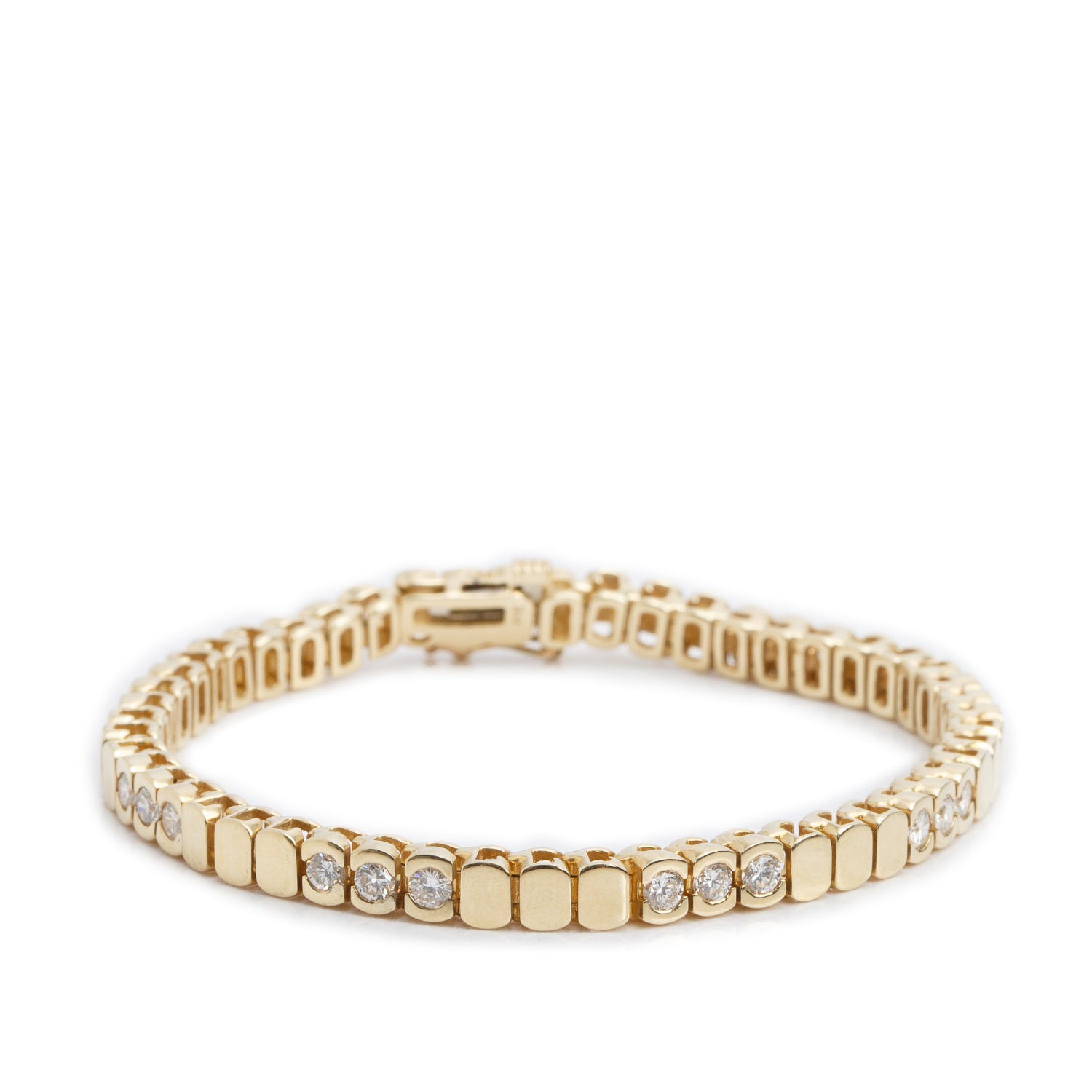 14k Yellow Gold & Diamond Casted Link Bracelet