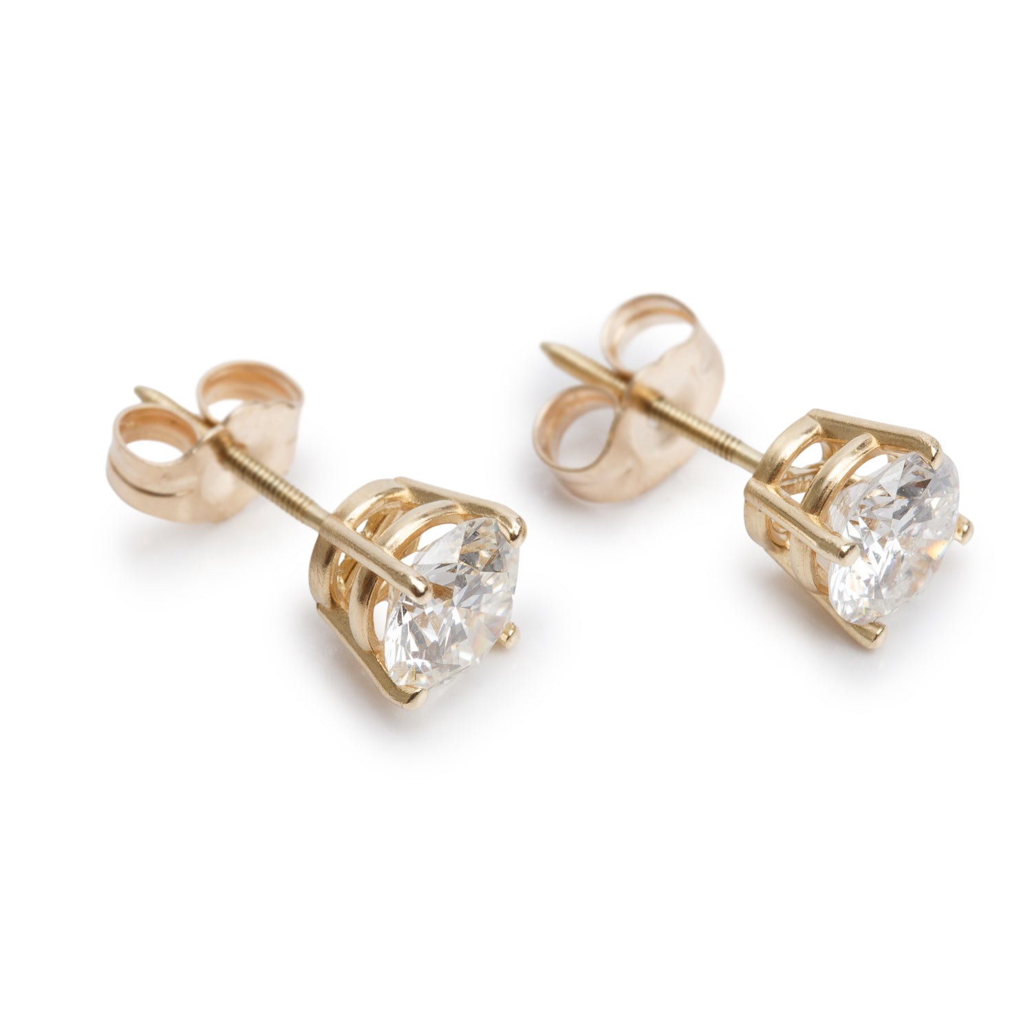 14k Yellow Gold 1.38 tcw. Diamond Stud Earrings