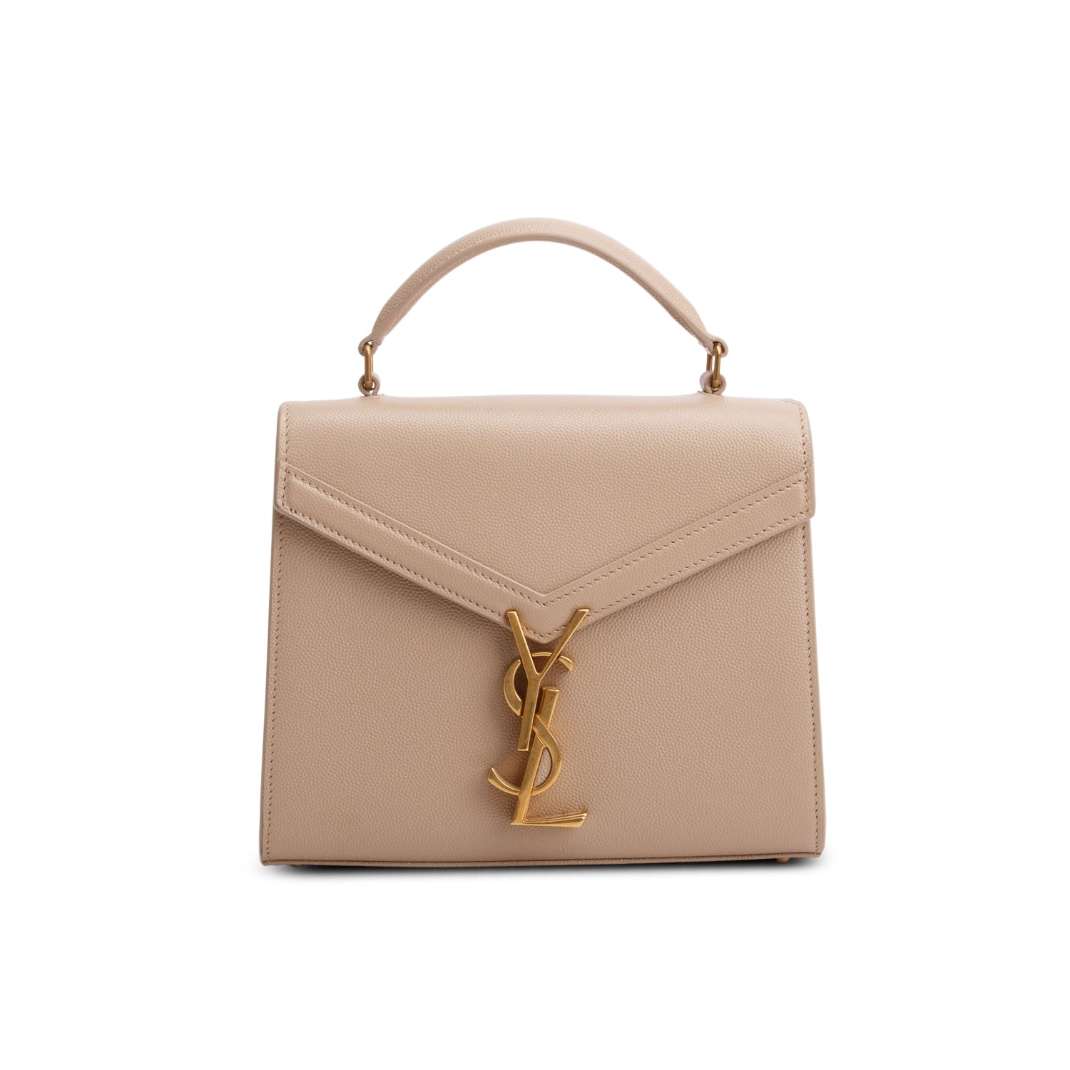 Saint Laurent 2023 Beige Grain de Poudre Mini Classic Monogram Cassandre Top Handle w/ Strap