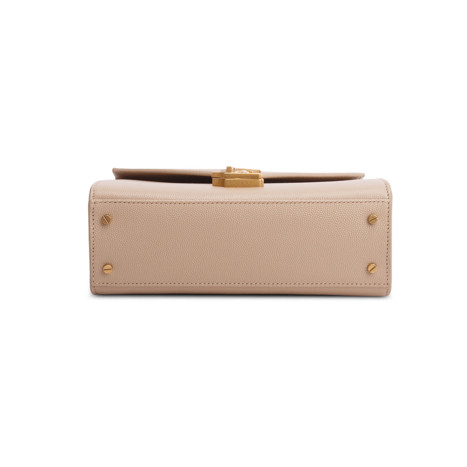 Saint Laurent 2023 Beige Grain de Poudre Mini Classic Monogram Cassandre Top Handle w/ Strap