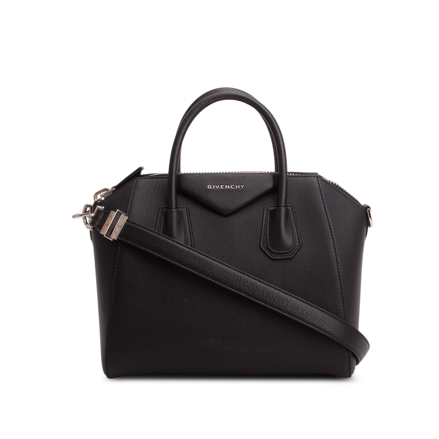 Givenchy 2022 Black Sugar Goatskin Leather Small Antigona w/ Strap