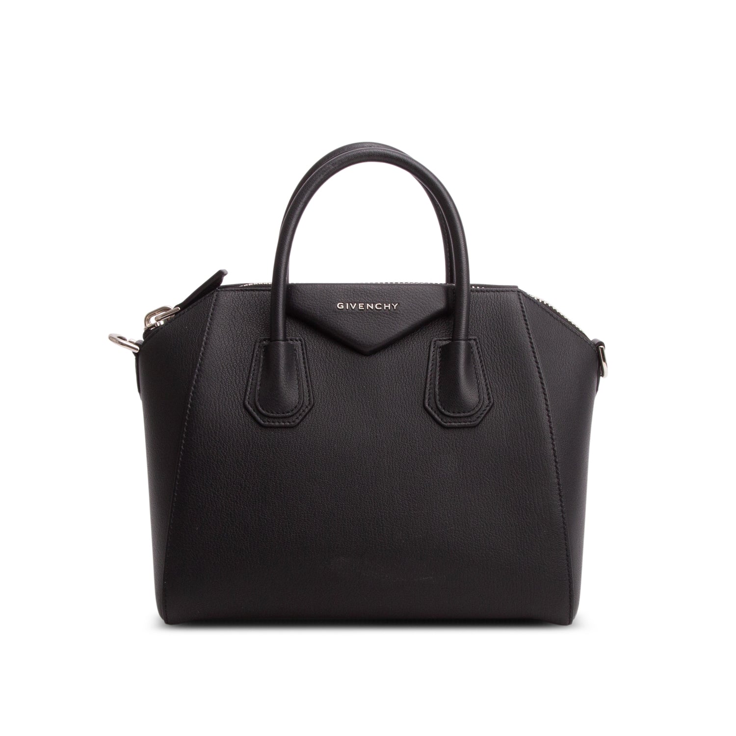 Givenchy 2022 Black Sugar Goatskin Leather Small Antigona w/ Strap